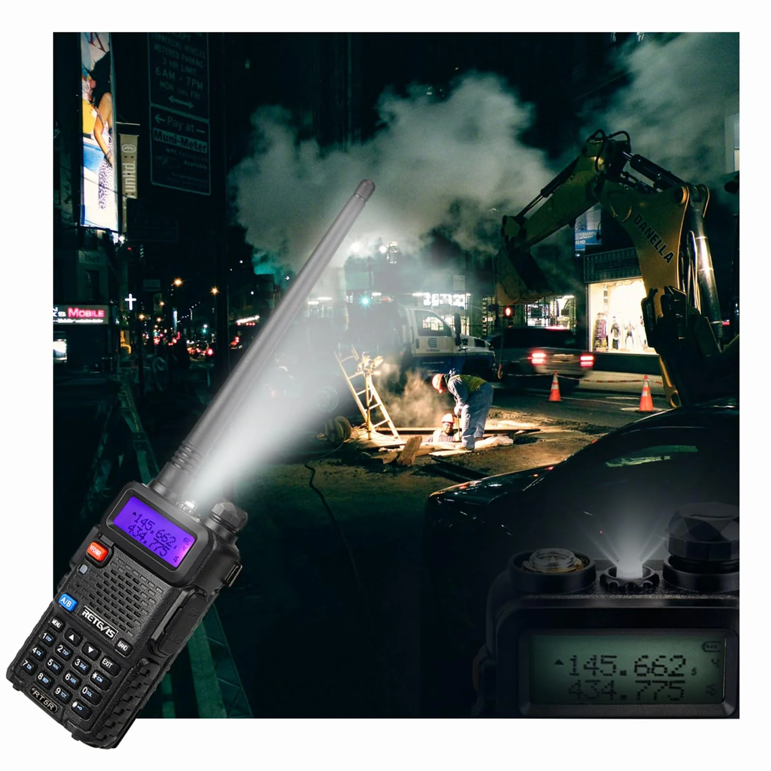 Retevis RT5R Walkie Talkie Professional, Dwuzakresowy Walkie Talkie Dalekiego Zasięgu z Ładowarką USB, Krótkofalówka 128 Kanałów VOX FM Radio Alarm Awaryjny Magazynu, Polowanie, Nagły (Czarny, 2 Szt)