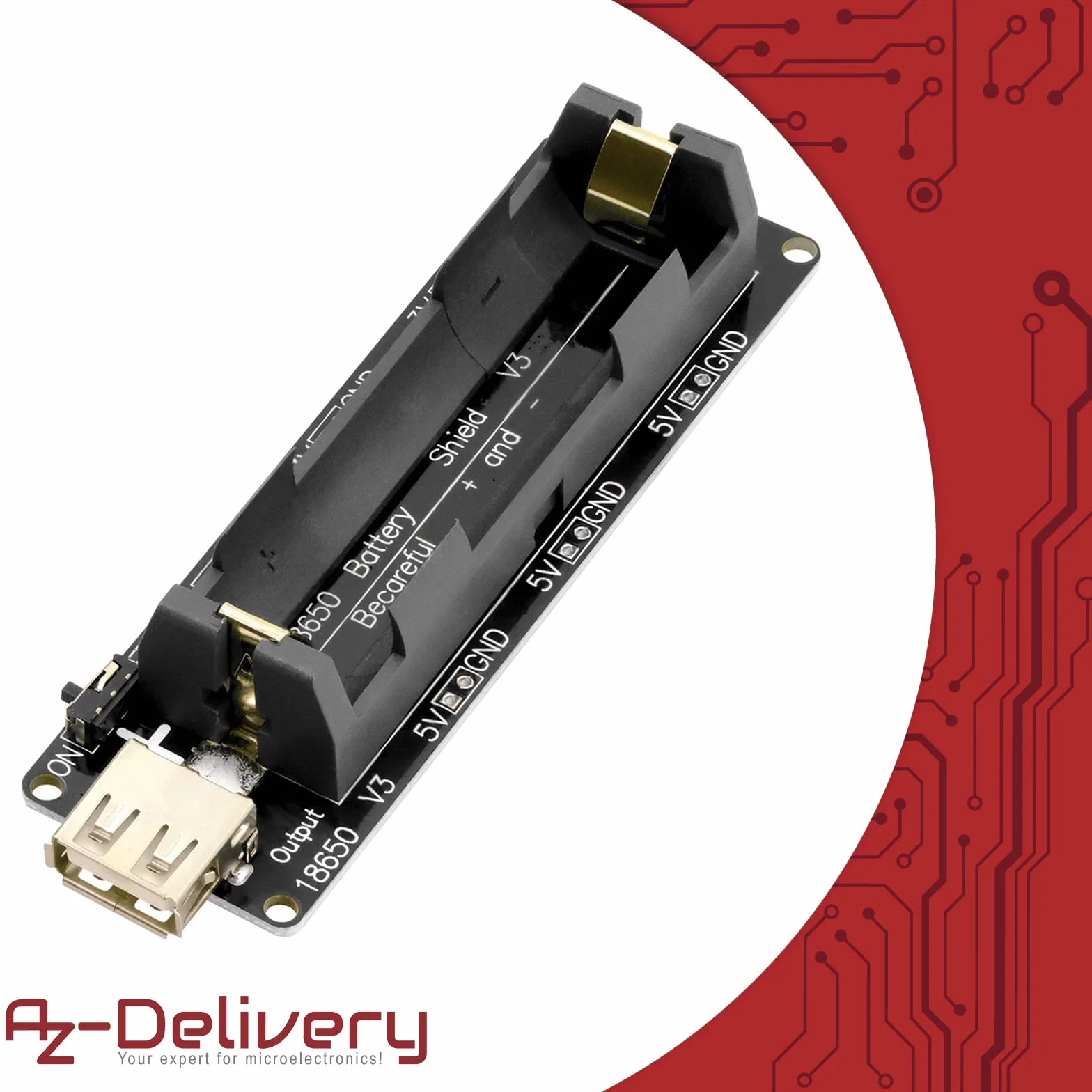 AZDelivery 18650 Battery Expansion Shield V3 Złącze Micro-USB, w tym kabel USB kompatybilny z Arduino w tym E-Book!