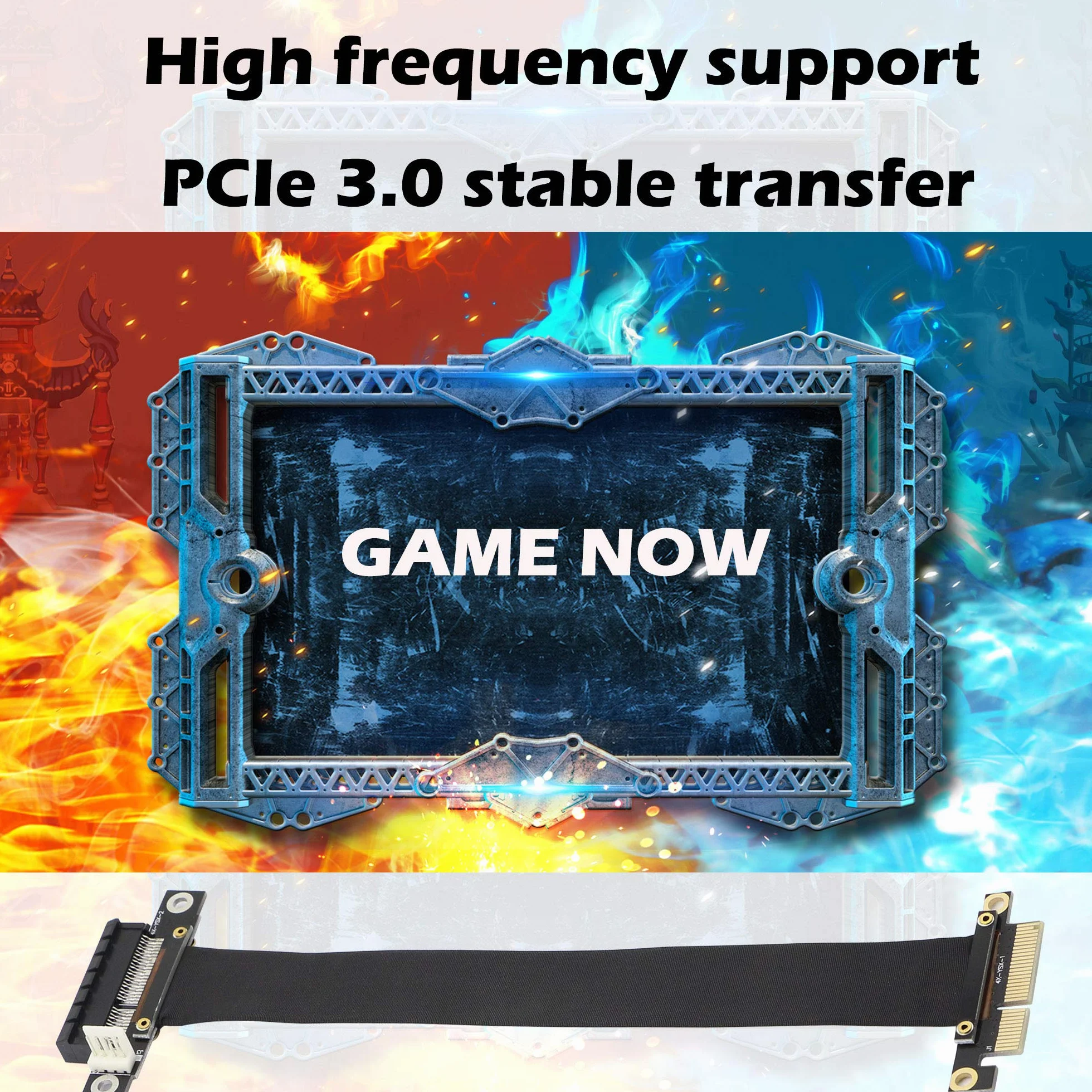 GINTOOYUN PCIE Kabel PCI-Express 3.0-1 męski na żeński Adapter przedłużający PCI-E X4 do kart graficznych (23 cm, 180°