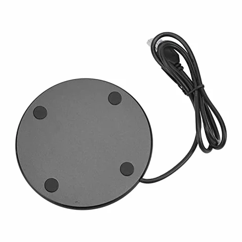 Inteligentny Podgrzewacz USB do Kubków z Przełącznikiem Dotykowym, Czarny, dla Kubków z Płaskim Dnem, Średnica 10,3 cm