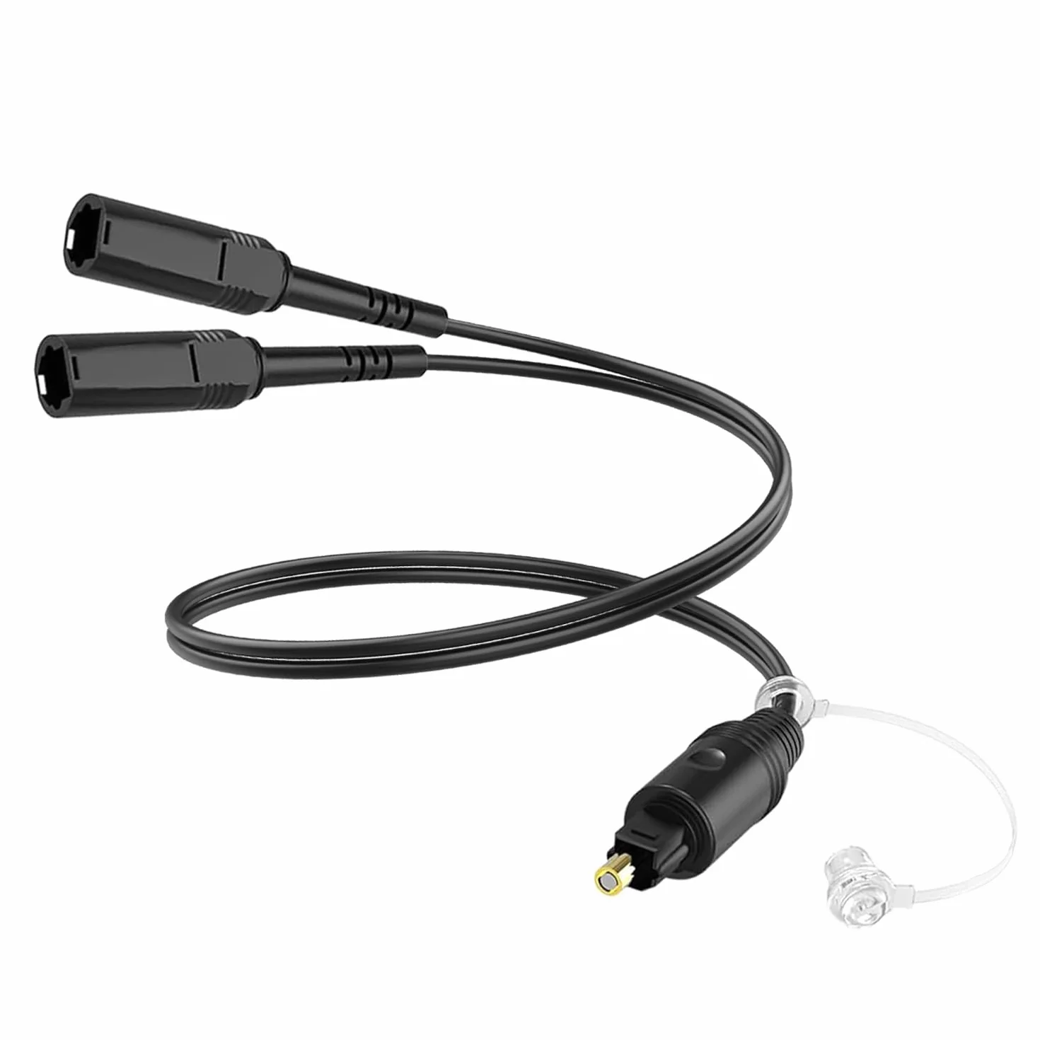 Toslink Digital Optical Splitter 1 in 2 Out Optyczny rozdzielacz audio kabel adaptera, 1 wtyczka wejście 2 gniazda wyjścia, 24K pozłacana wtyczka, do TV, DVD, wzmacniacza, soundbar (0,3 m)