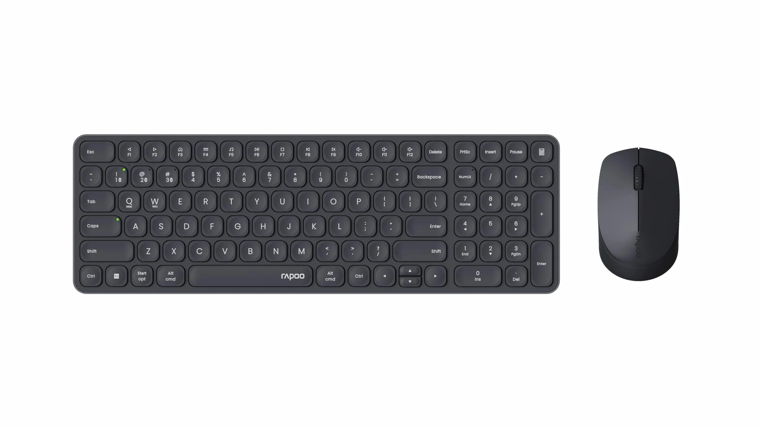 Rapoo I bezprzewodowa klawiatura i mysz (9310M, Ultraslim, Bluethooth, 2,4 GHz, baterie) ciemnoszary