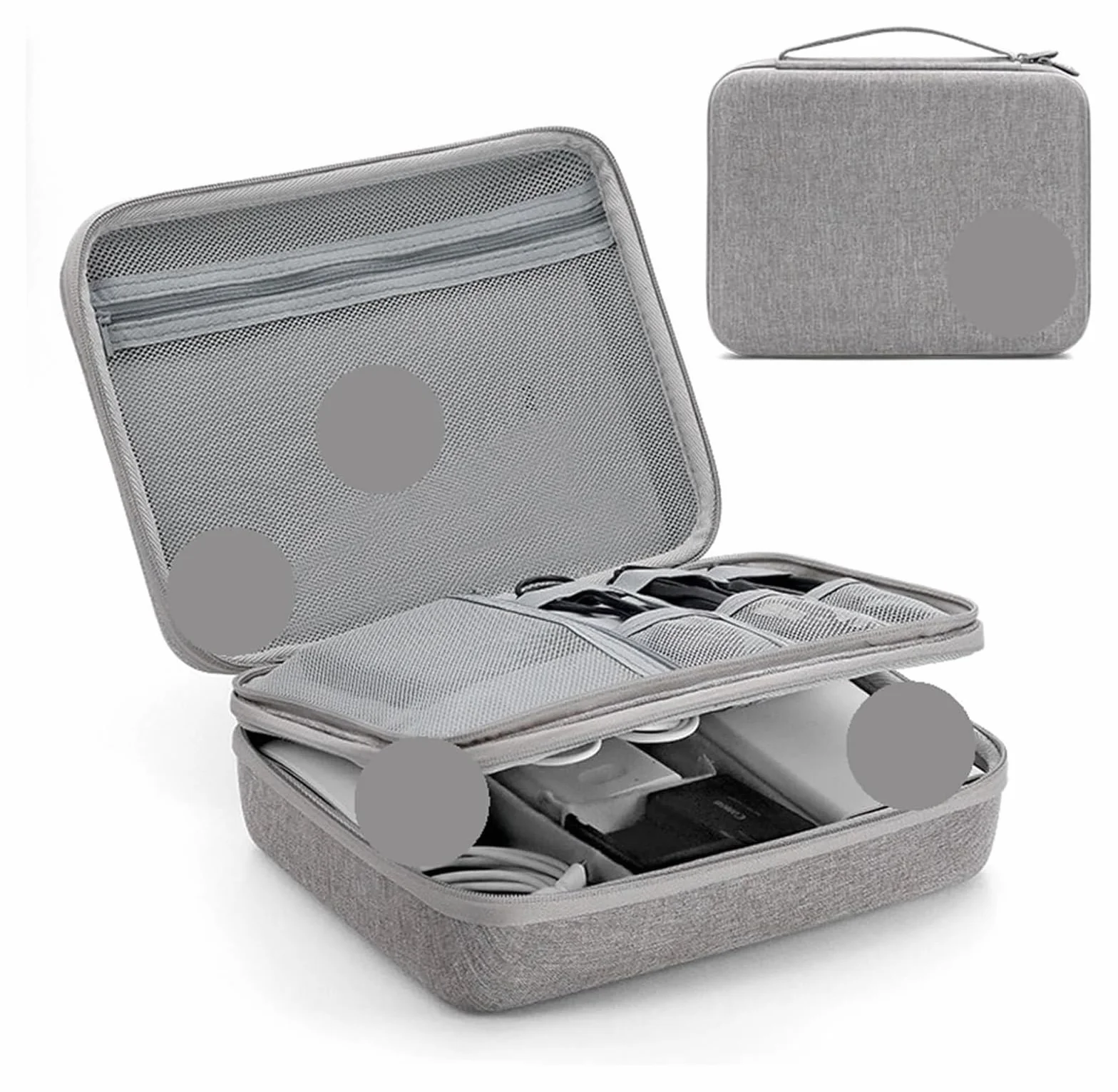 Torba na akcesoria elektroniczne, Etui na elektronikę Power Bank o dużej pojemności Cyfrowa torba podróżna paszport(Double Layer gray xl)