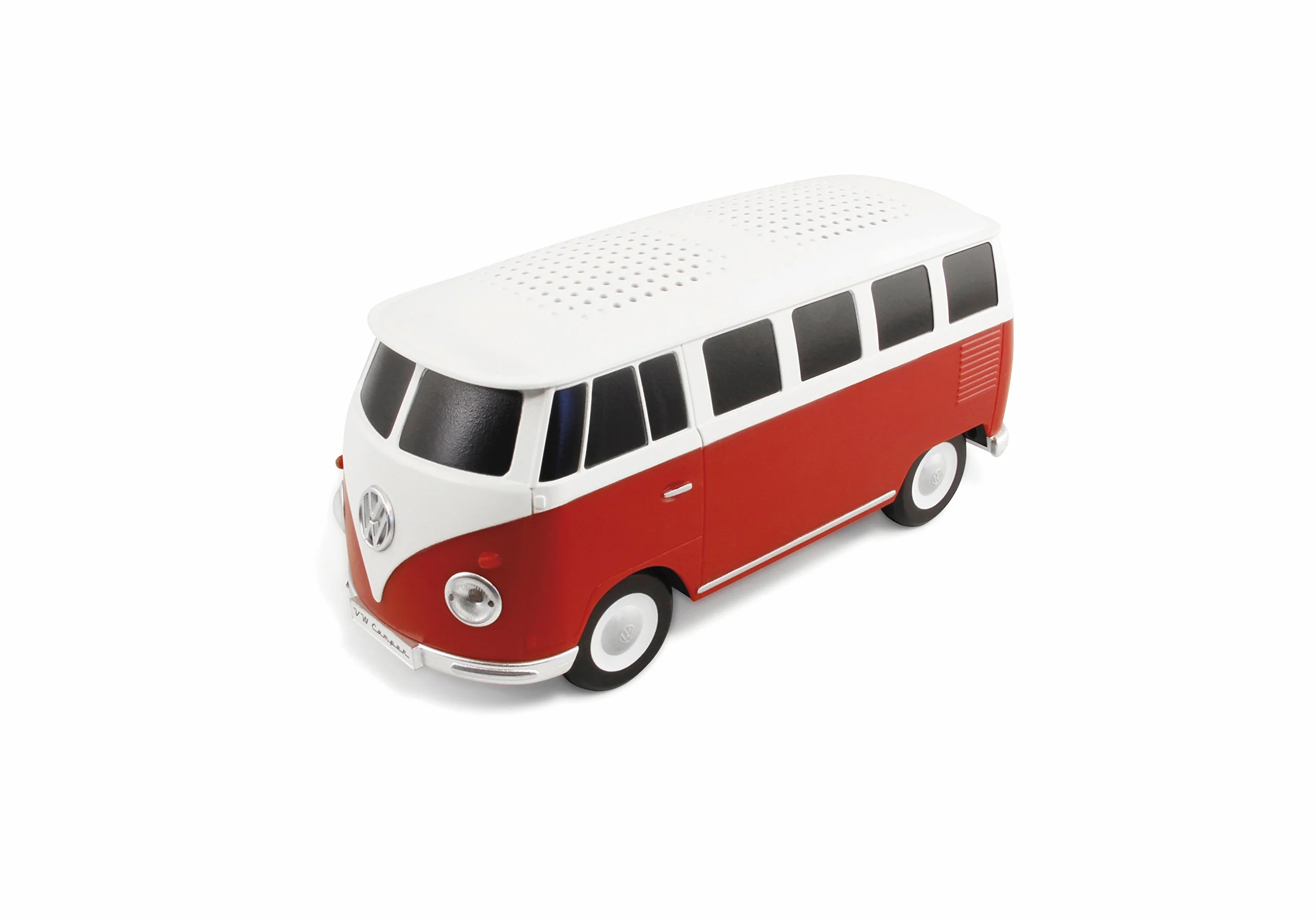 BRISA VW Collection - Volkswagen T1 Bulli Bus przenośny głośnik Bluetooth, bezprzewodowy/bezprzewodowy (skala: 1:20 I czerwony/biały)