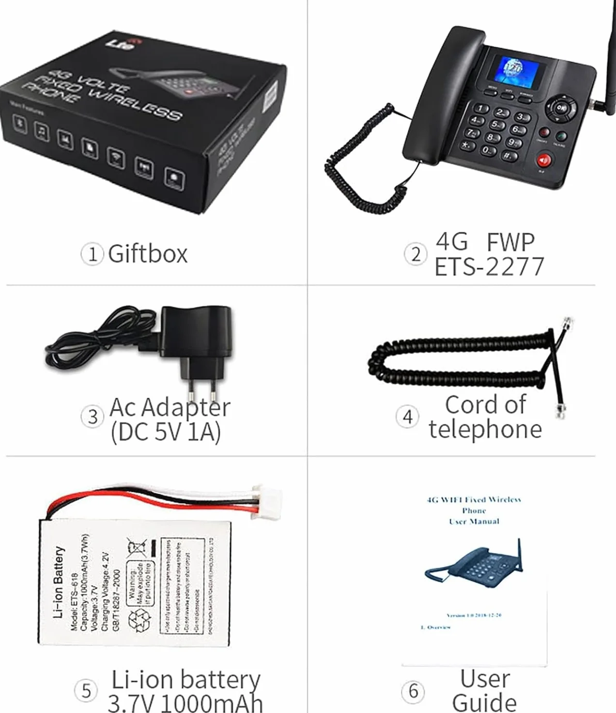 Telefon stacjonarny Bezprzewodowy, kolorowy ekran Netcom 4G, Dual Sim Wi-Fi, Bluetooth z radiem Fm Czarny bezprzewodowy telefon stacjonarny z Fm, Sim i SMS Bezprzewodowy telefon stacjonarny
