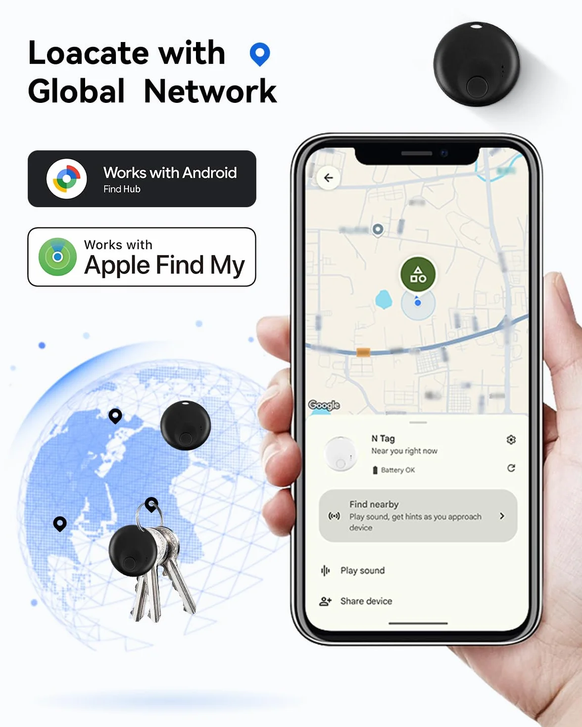 Spedal 2-en-1 Android Tracker Tag Bluetooth (4 czarne)