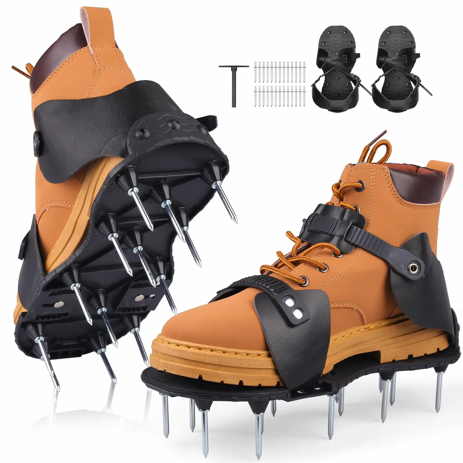 Buty do napowietrzania trawnika z 26 stalowymi kolcami, regulowane sandały aeratora