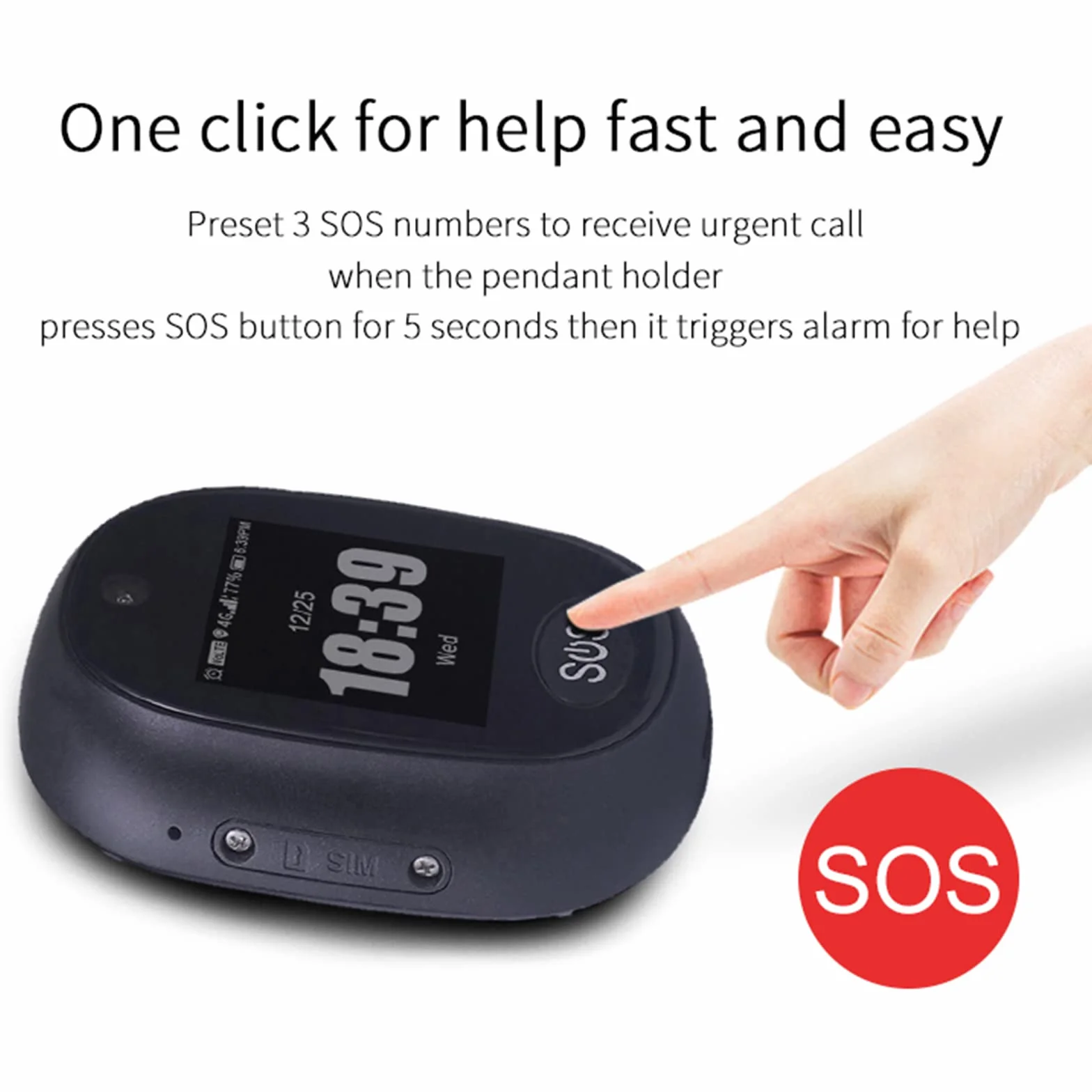 Urządzenie śledzące GPS dla osób starszych – osobisty lokalizator 4G z przyciskiem awaryjnym SOS, połączenie wysokiej rozdzielczości, precyzyjne pozycjonowanie globalne, wodoodporna konstrukcja do