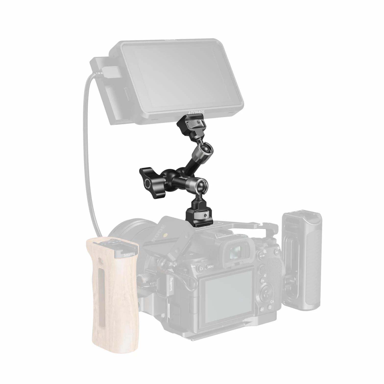 SMALLRIG 7'' Magic Arm ze śrubami 1/4"-20 i sprężynowymi kołkami, nośność 1,5 kg, podwójna głowica kulowa 360°, konstrukcja antypoślizgowa do kamer/oświetlenia/monitorów/mikrofonów/telefonów – 5308