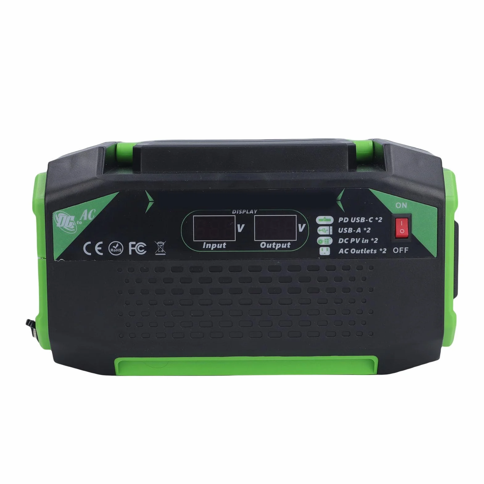 Drfeify Inwerter Samochodowy, Konwerter Zasilania Pojazdu z falą sinusoidalną modyfikowaną ABS 12 V na 220 V 500 W z Wyświetlaczem LCD, 2 Gniazda 2 Porty USB Szybkie Porty ładowania do Podróżowania na