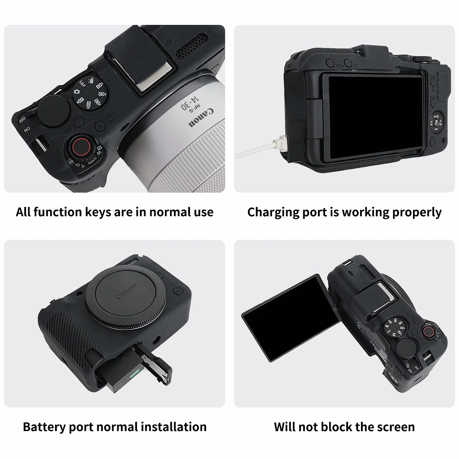 VOVMOEYA Etui na aparat Canon EOS R50 V z 2 sztukami osłony ekranu 0,25 mm, silikonowe etui Canon EOS R50V, miękkie lekkie, idealnie dopasowane