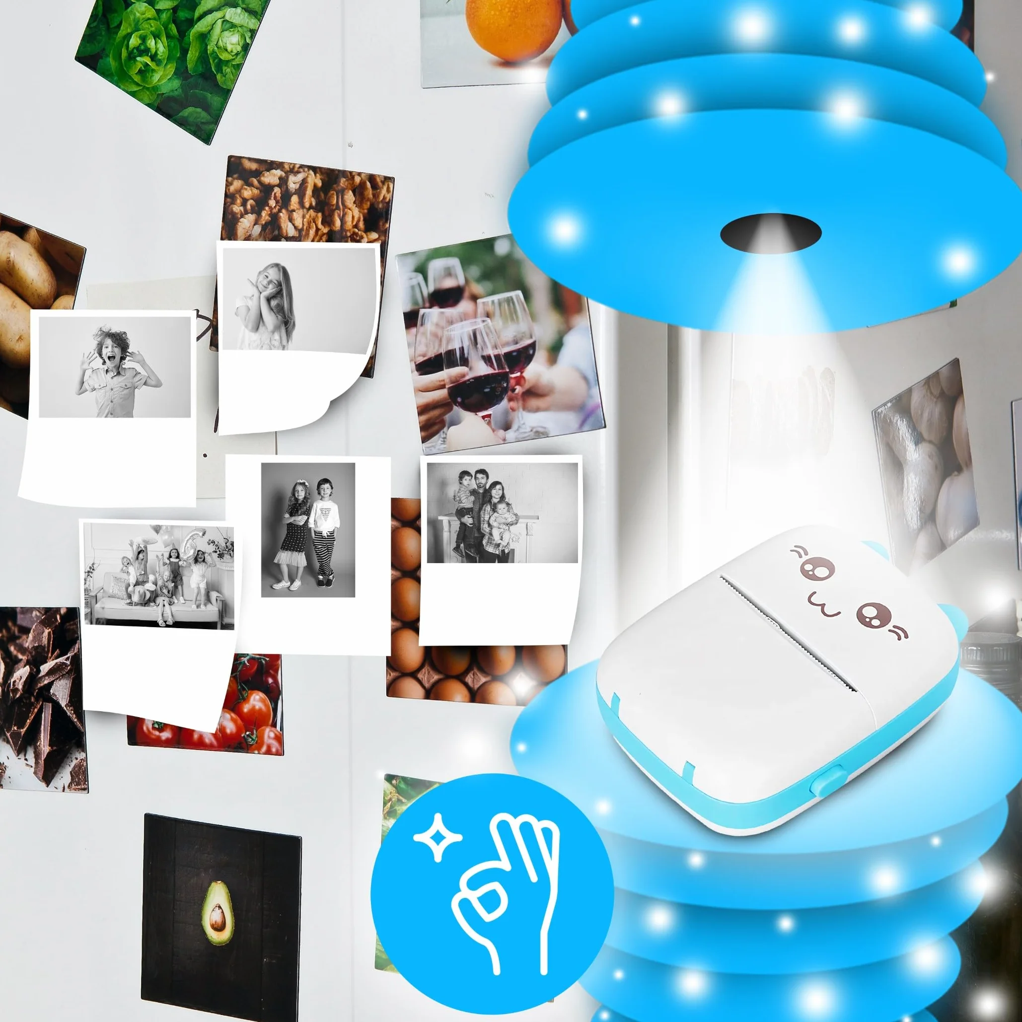 Retoo Mini drukarka fotograficzna Bluetooth 11 rolek papieru