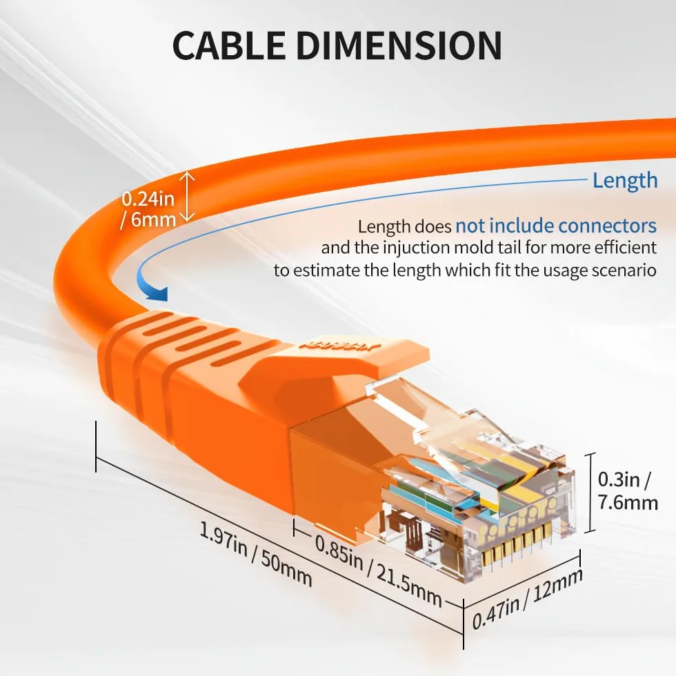 10 x kabel Ethernet Cat6 1,5 m, kabel połączeniowy RJ45 Cat6, nieekranowany, pomarańczowy