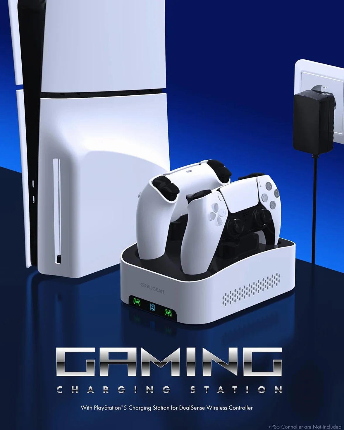 Zewnętrzna obudowa dysku twardego do Playstation5, stacja ładująca do dwóch kontrolerów PS5, do 3,5 cala HDD, kabel USB-C, z adapterem USB-A, zasilacz, G-3506-CG