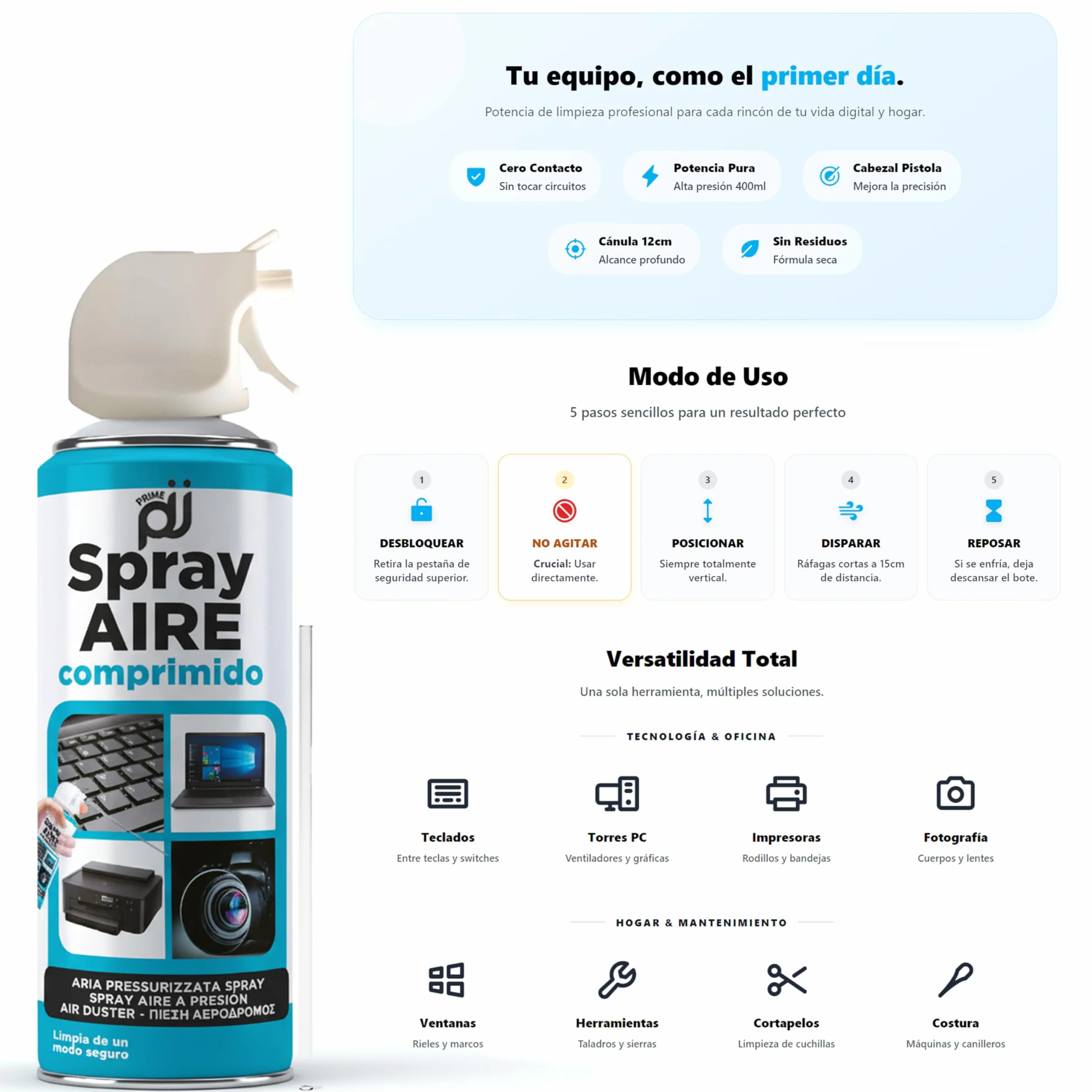 PACK 24 Sprężone powietrze na bazie gazu Spray do czyszczenia materiałów elektronicznych, 400 ml (24)