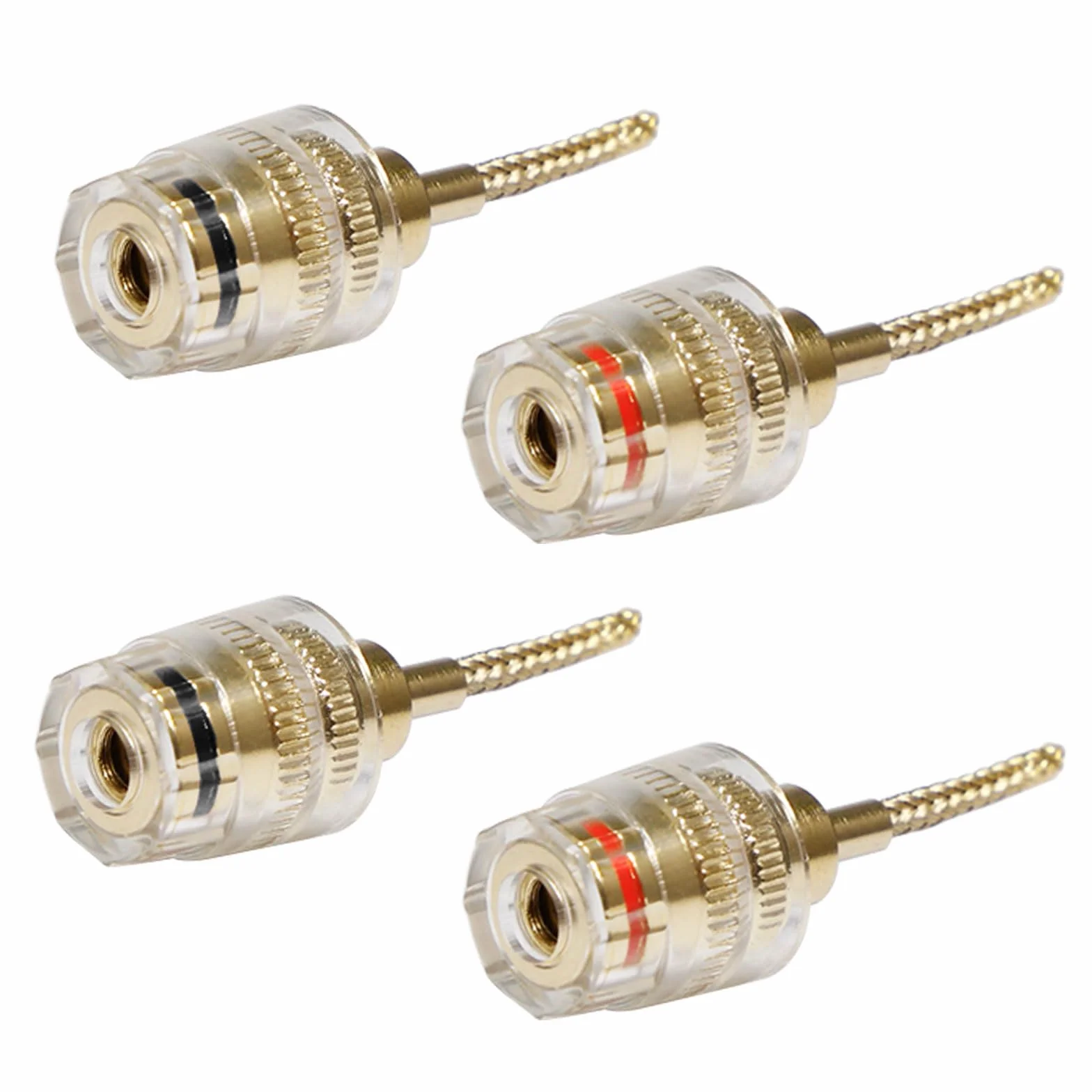 4 szt. Złącze audio Bananowe Elastyczne złącze bananowe Czerwone i czarne 4 mm Żeńskie złącza bananowe do 2 mm wtyk do wzmacniaczy, głośników i sprzętu audio