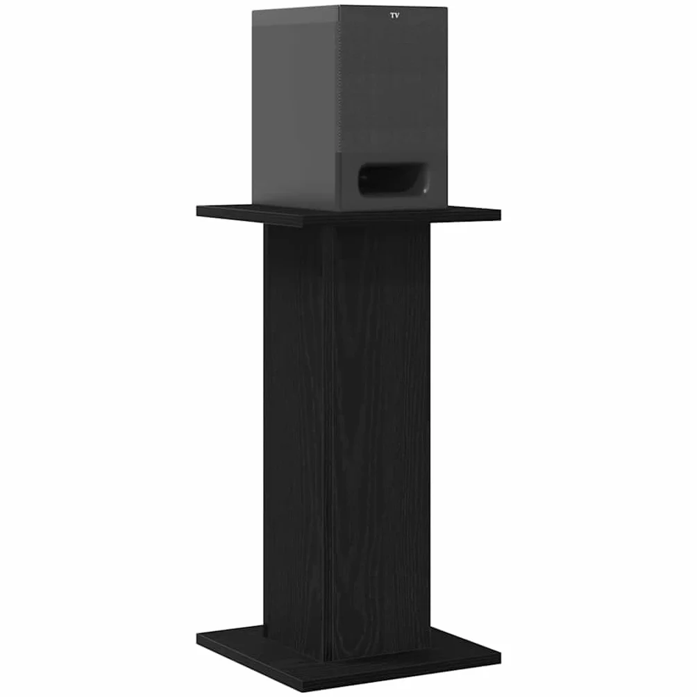 Stojak na głośniki zestaw 2 szt. czarny wygląd dębu z materiału drewnopochodnego 30 x 30 x 60 cm do audio, HiFi, kina domowego, Surround, monitora, studia i salonu