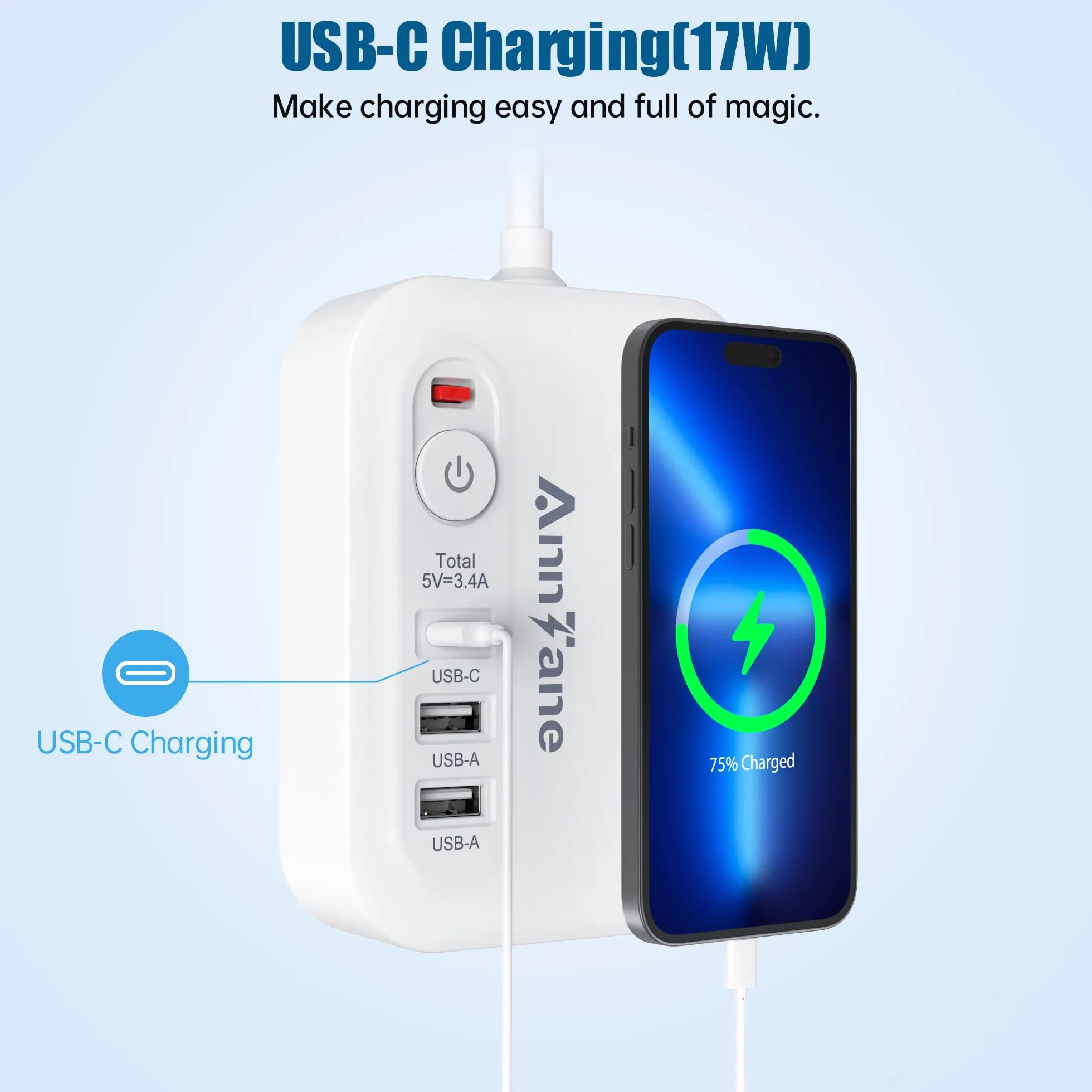 European Travel Plug Adapter with 4FT Extension Cord, (Not for UK) US to European International Plug Adapter Travel Essentials France Germany Greece