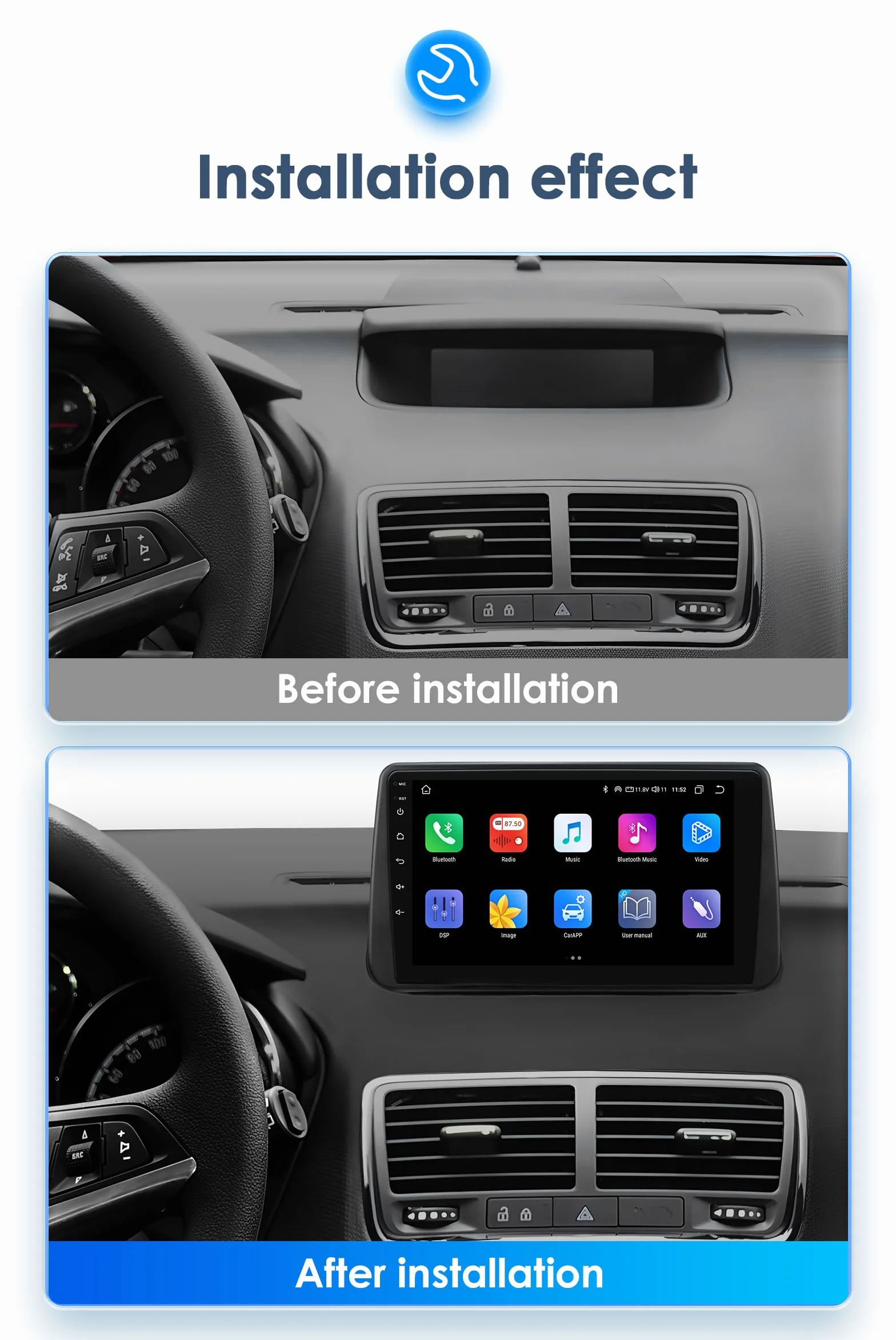 Ossuret Radio samochodowe dla Opel Meriva B (2009-2014), 9-calowy ekran dotykowy Android 13 2+32 GB Nawigacja GPS z Carplay Android Auto WiFi Bluetooth Sterowanie z kierownicy USB