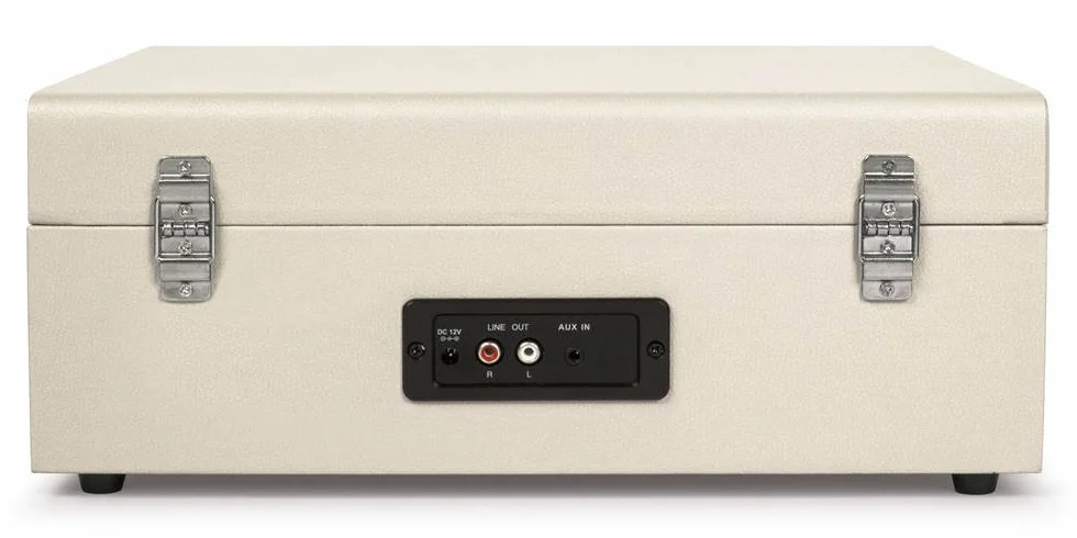Crosley Voyager gramofon z 2 głośnikami, Bluetooth In&Out i AUX - 3-biegowy odtwarzacz Vintage - do płyt winylowych o przekątnej 7", 10" i 12", przenośny z wbudowaną obudową (Duna)