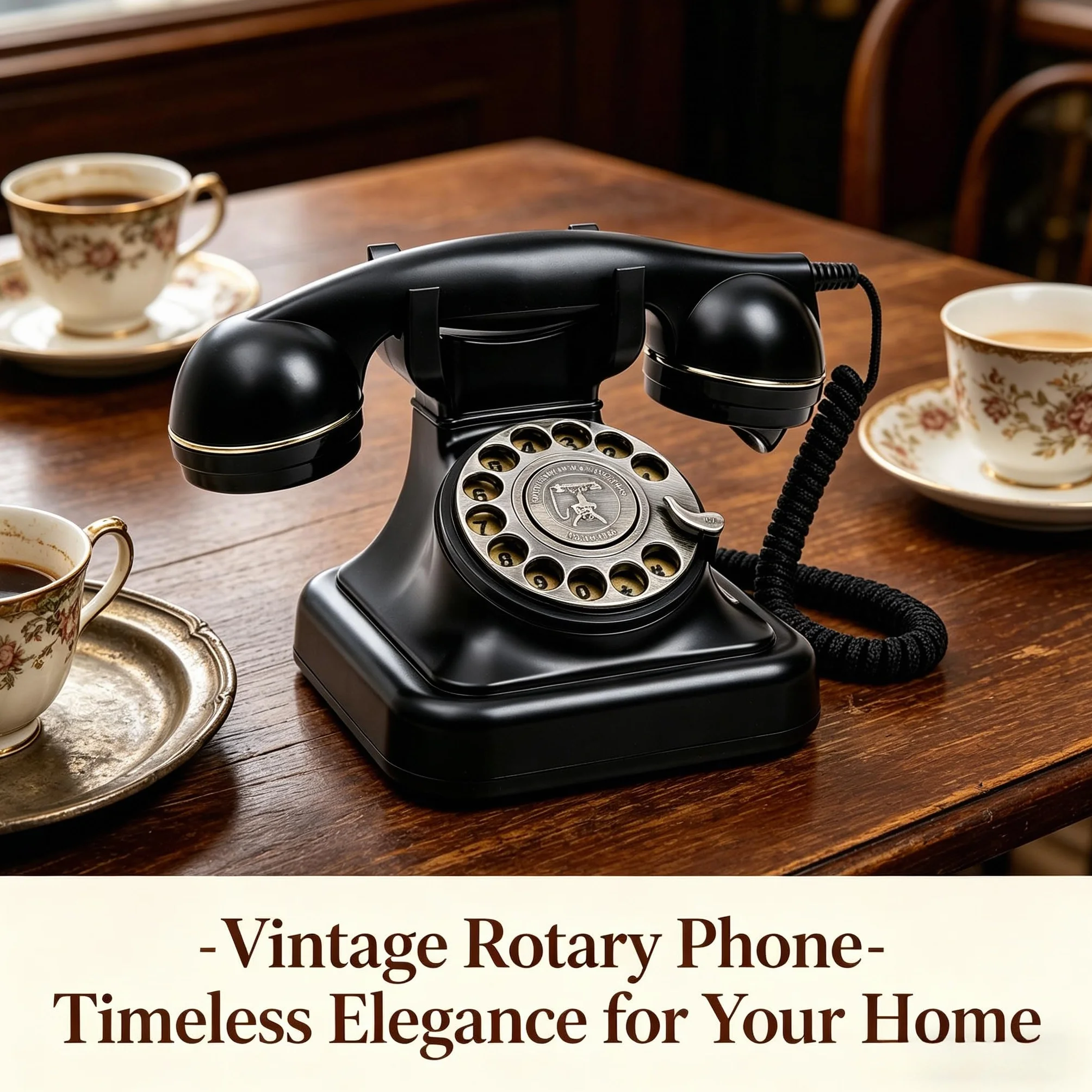Obrotowe telefony stacjonarne w stylu retro z mechanicznym dzwonkiem, regulacja głośności, ponowne wybieranie, nie wymaga zasilania prądem zmiennym, staromodny antyczny telefon do domowego biura do