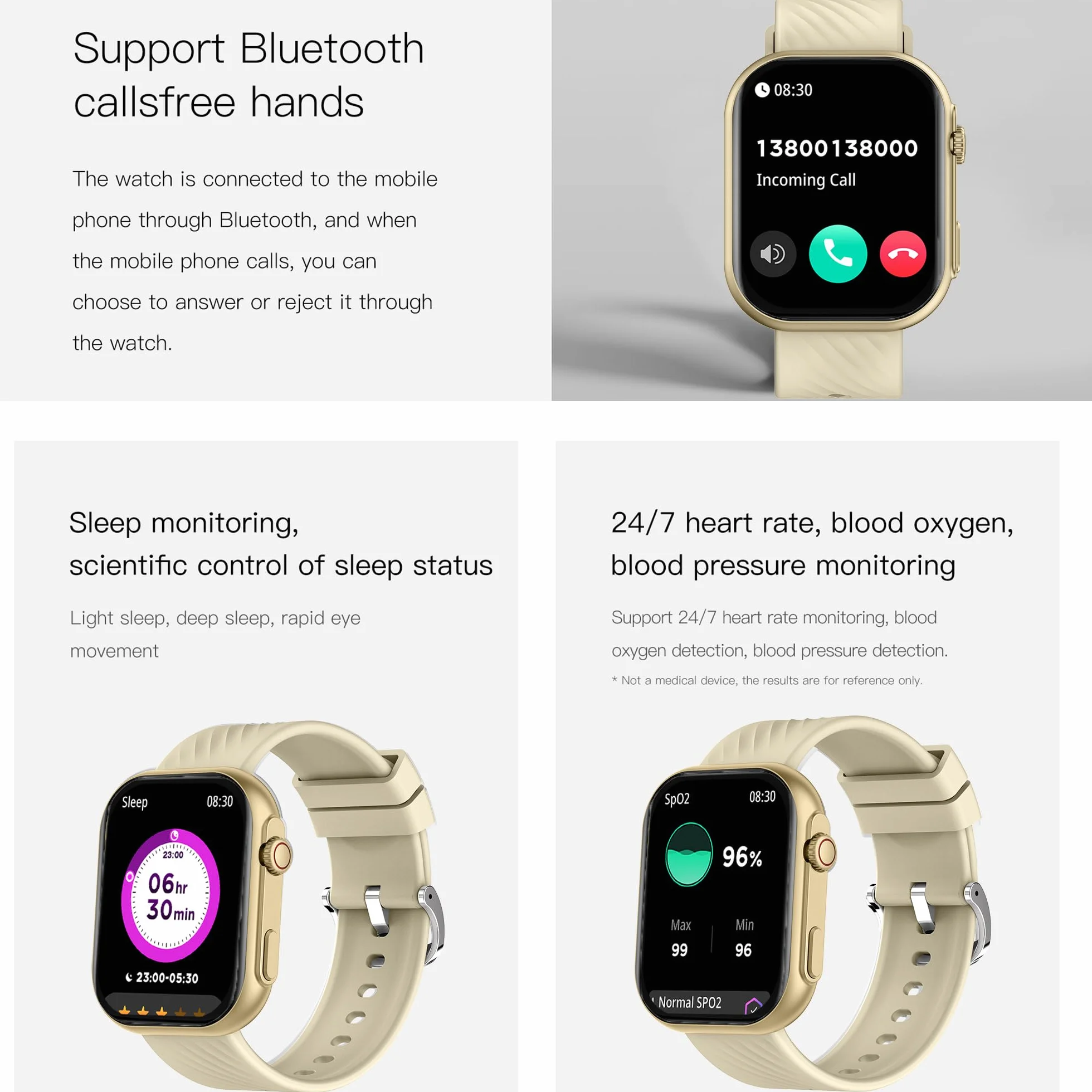 Smartwatche Mężczyźni z Funkcje Telefonu Bluetooth, Sportowy Smartwatch 2,0 Cala ze 123 trybami Sportowymi, Odtwarzaczem Muzycznym, Pomiarem tętna, Wodoodpornością IP68 dla Android iOS (Złoto)
