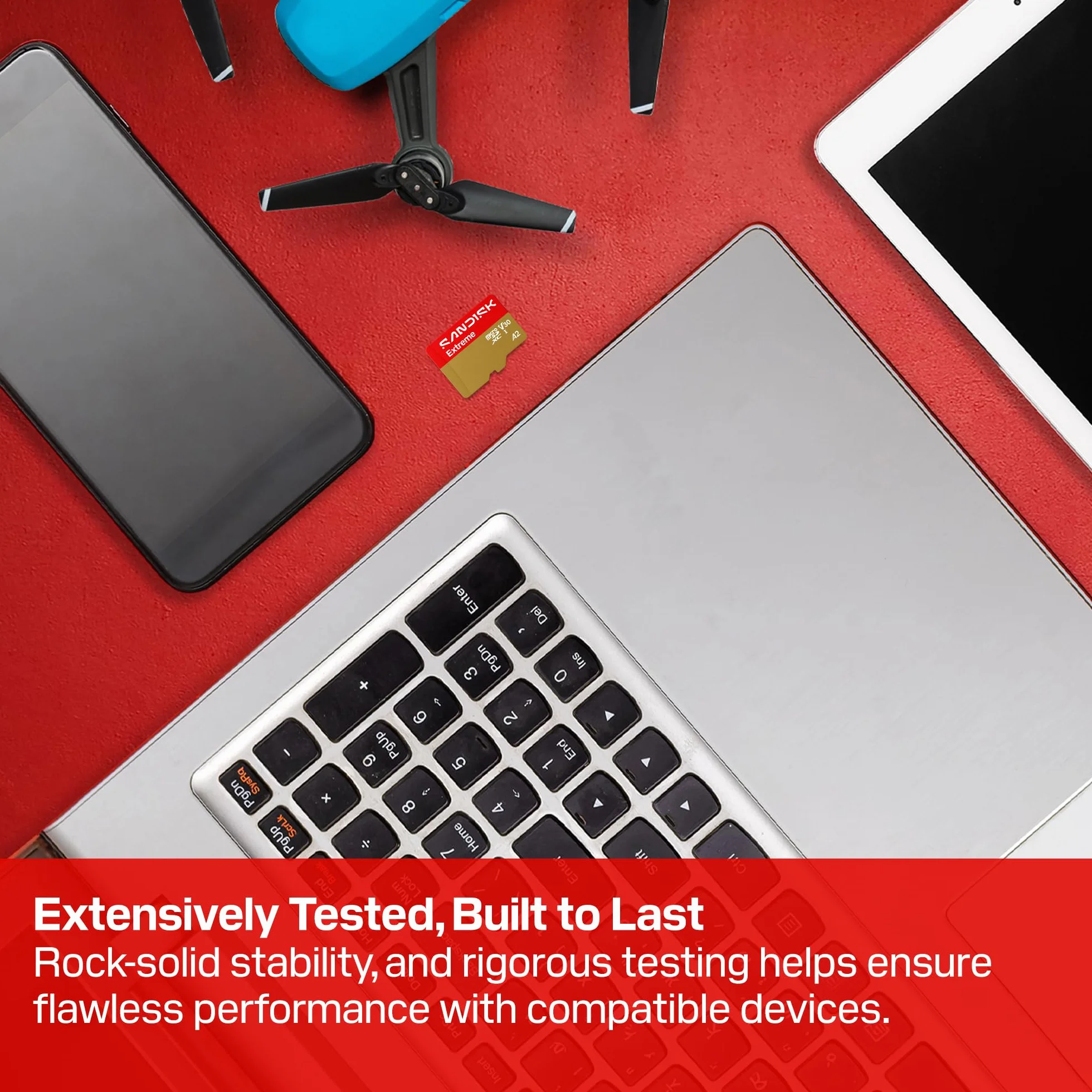 SANDISK Extreme Karta microSDXC UHS-I + SD Adapter, 128 GB (prędkość odczytu do 245 MB/s i prędkość zapisu do 120 MB/s, wideo 5,3 K, C10, V30, U3, A2)