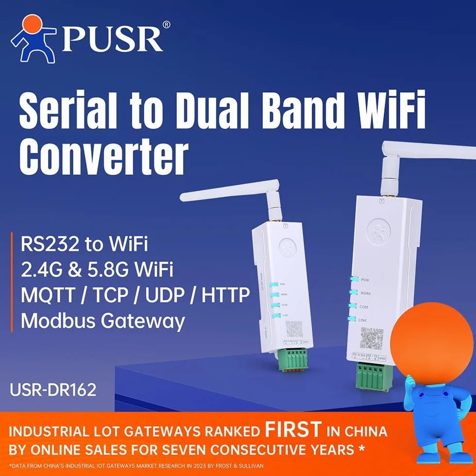 Konwerter szeregowy na dwupasmowy WiFi RS232 na WiFi Modbus Gateway Modbus RTU do TCP z MQTT IEEE802.11 a/b/g/n Łatwa konfiguracja Serwer urządzeń szeregowych USR-DR162