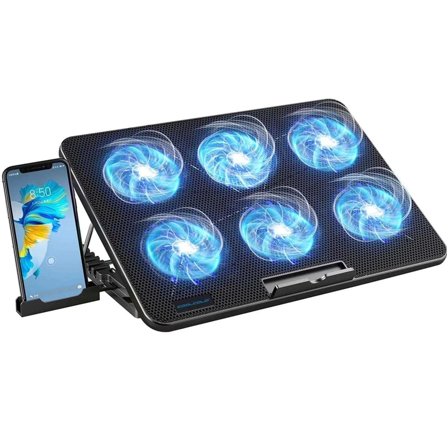 podstawka pod laptopa Podkładka chłodząca do laptopa z 6 cichymi wentylatorami, regulacją prędkości wiatru na 7 wysokości, podkładką chłodzącą do laptopa z telefonem komórkowym wentylator chłodzący do