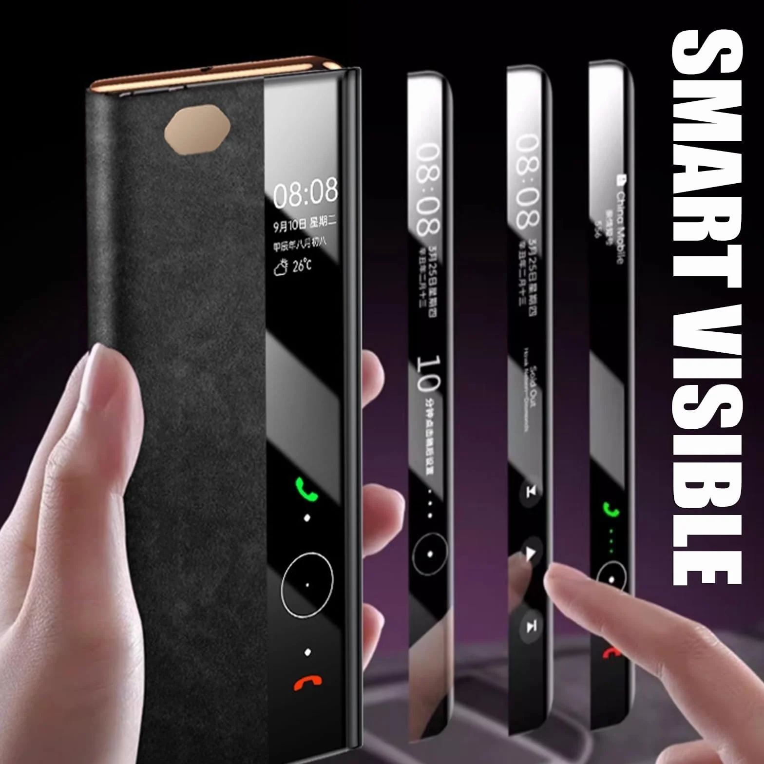 Etui do Huawei Mate XT, prawdziwa skóra, etui na telefon komórkowy, z klapką, magnetyczne, odporne na uderzenia, etui na telefon komórkowy Smart Window (zielone)