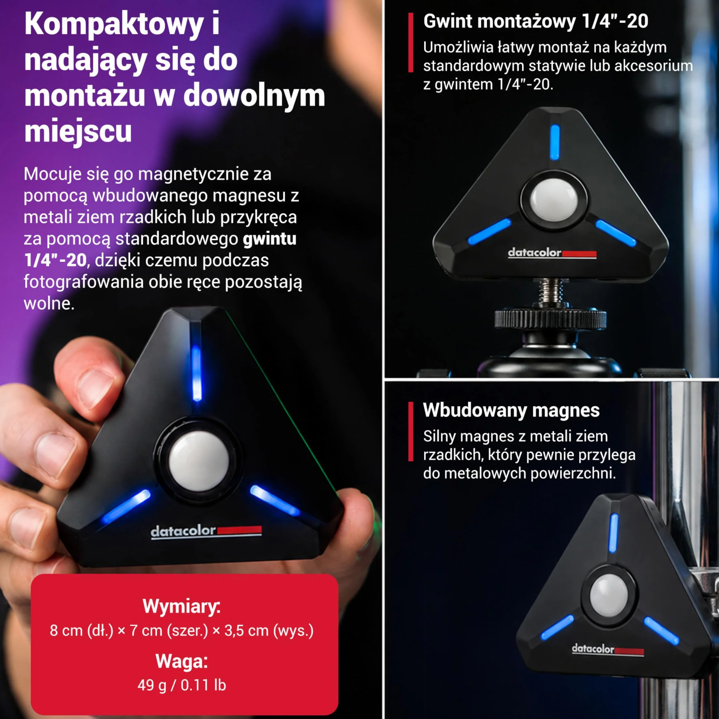 Datacolor LightColor Meter - Miernik światła i temperatury barw z obsługą Bluetooth do zdjęć, wideo i kina - Stałe przesyłanie danych w czasie rzeczywistym - przenośny, kompaktowy, odporny na upadki