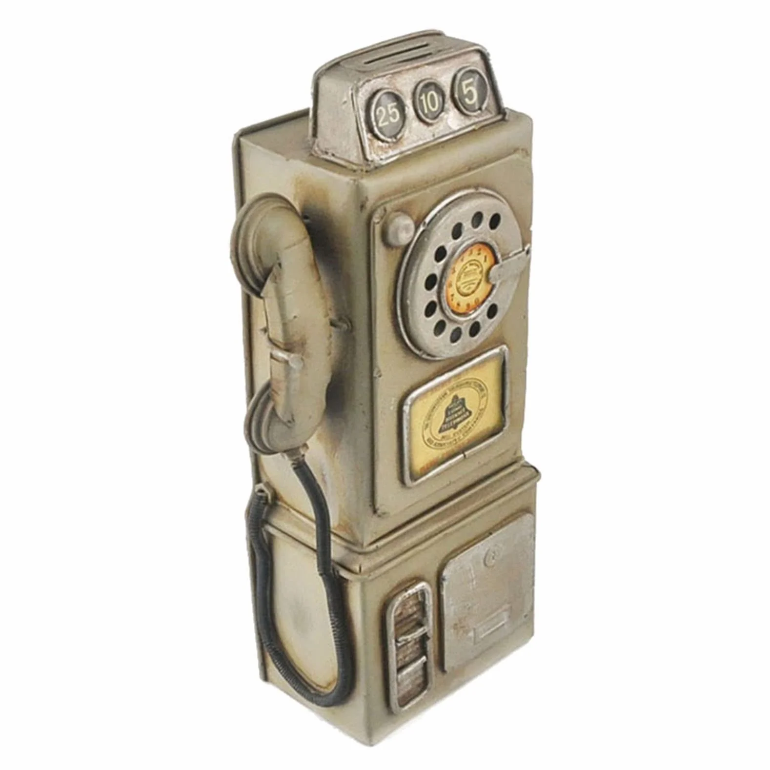 Retro telefon naścienny, antyczny metalowy telefon z obrotową tarczą do domu, biura, kawiarni, baru, figurka