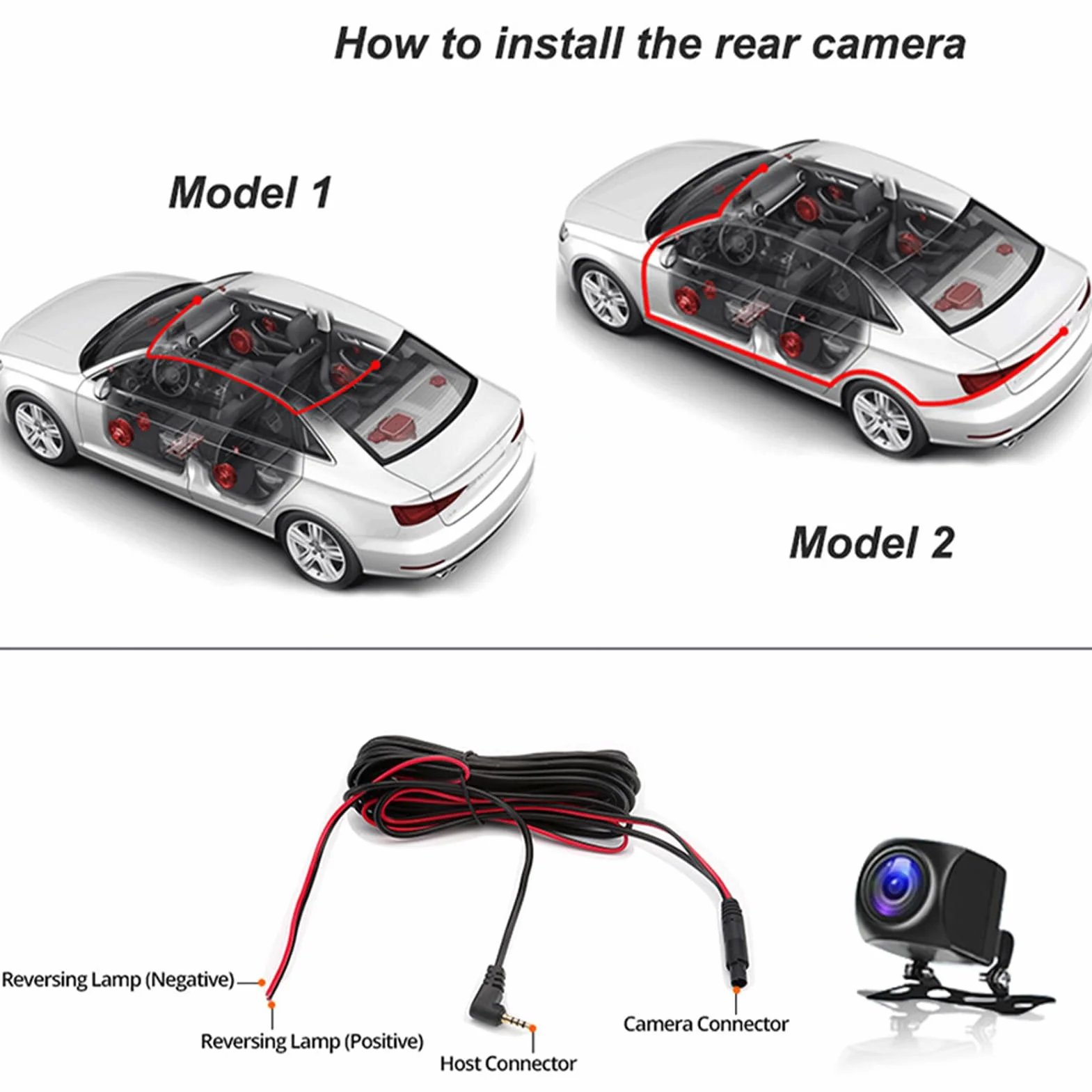 LICAEVEY 2K HD Dash Kamera Przednia Tylna Tylna Tylna część, w Lewym Prawym Kątu, 3 -calowy Ekran, Kamera Deski Rozdzielczej Wi -Fi z kartą Pamięci 64 GB dla Samochodów