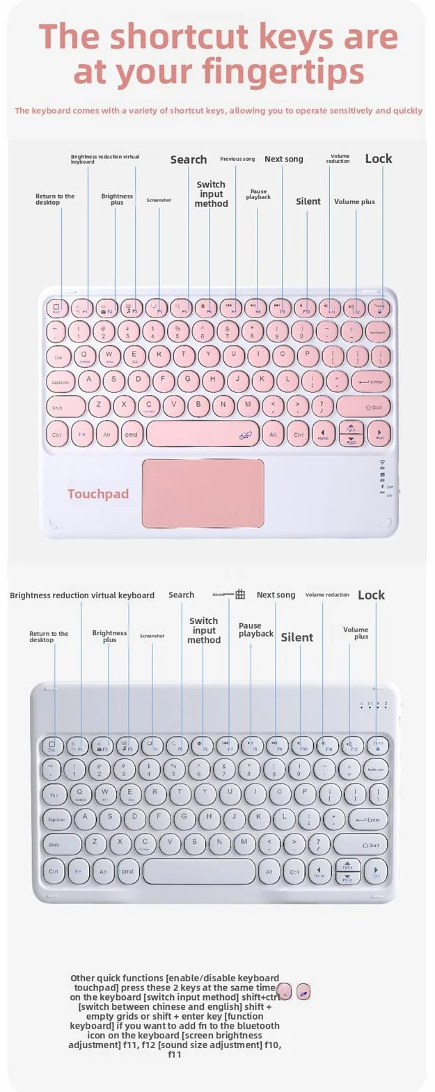 Etui z klawiaturą do Xiaomi Redmi Pad Pro 12,1 cala 2024 z myszą, okrągłymi klawiszami, odłączanym bezprzewodowym trackpadem i klawiaturą dotykową do Xiaomi Poco Pad 12,1 cala