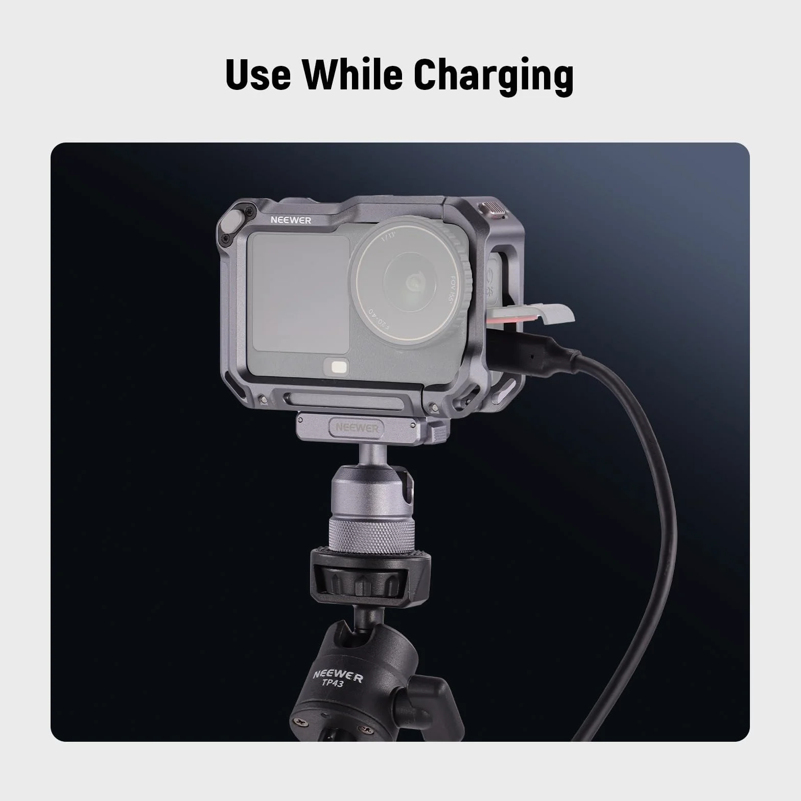 NEEWER Klatka ochronna kompatybilna z DJI Osmo Action 6, aluminiowa ramka rozszerzająca do szybkiego zwalniania, akcesoria do kamer akcji, gwint 1/4 cala i zimna stopka do statywu selfie Stick Mic LED