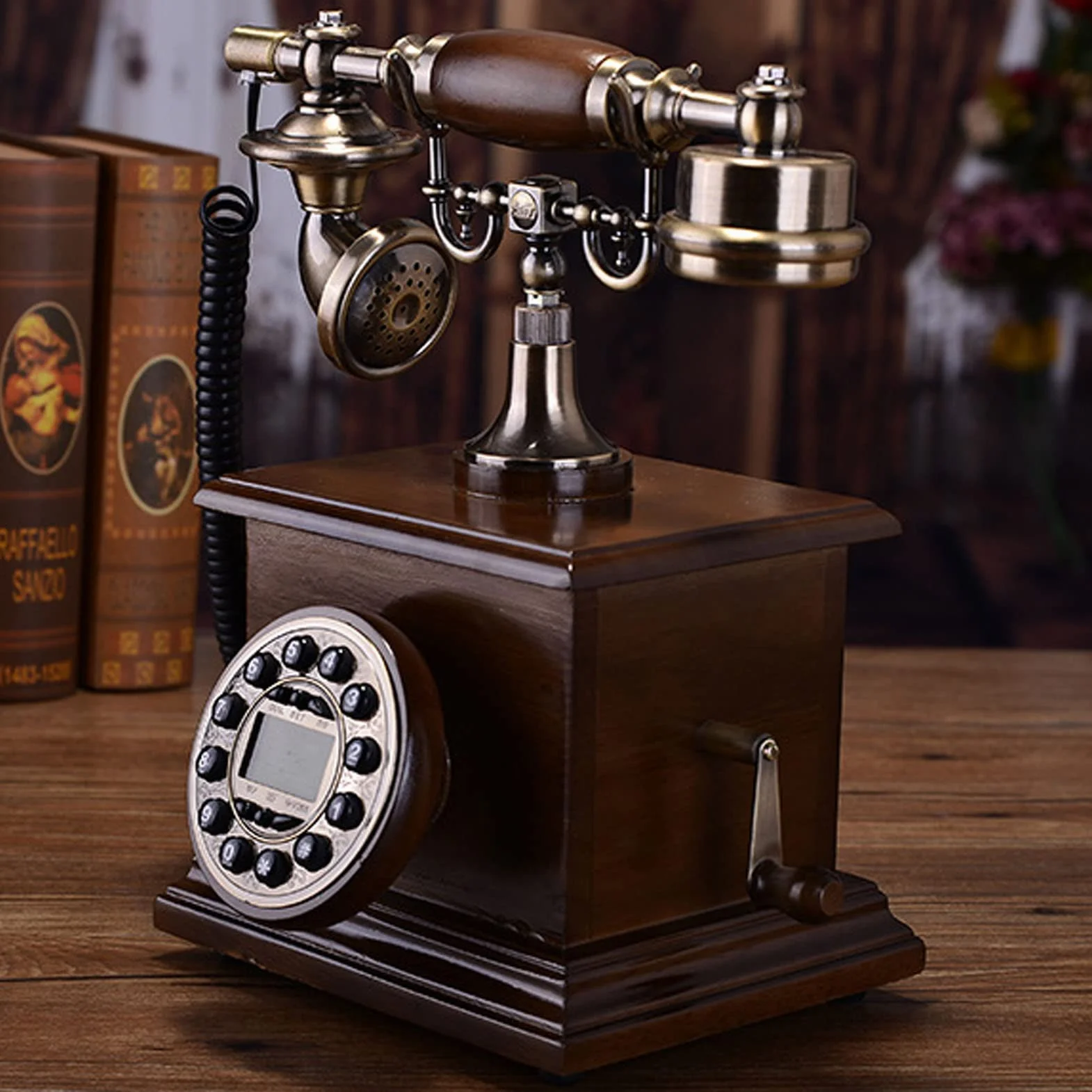 Telefon z przyciskiem do telefonu stacjonarnego, antyczny telefon vintage z podświetleniem, stacjonarny telefon stacjonarny do domu, dekoracja, salonu, sypialni, biura