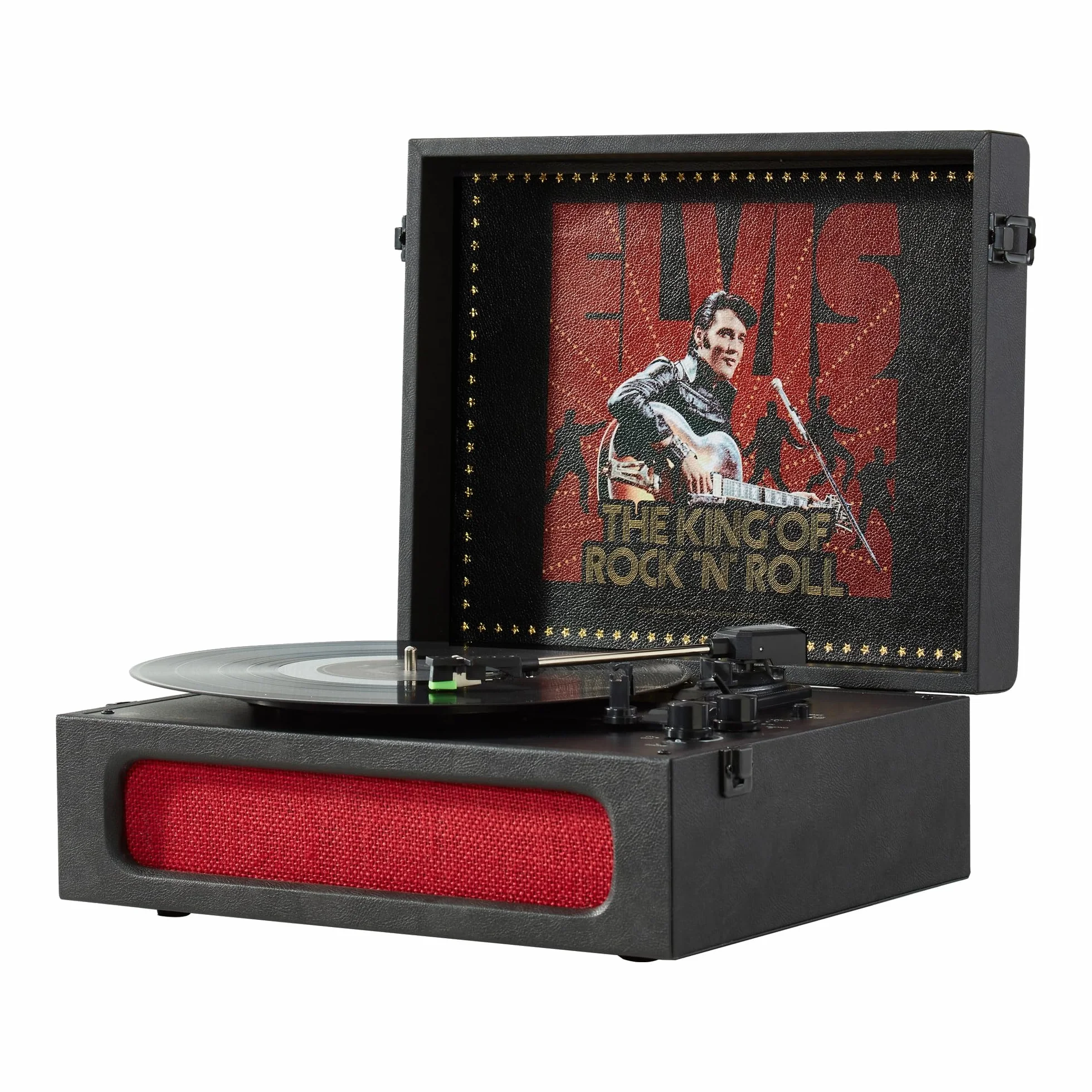 Arkrocket x Elvis Bluetooth Protable gramofon 3-biegowy Bluetooth wejście i wyjście gramofon wbudowane głośniki z wkładem magnetycznym automatyczne wyłączanie - Elvis Presley '68