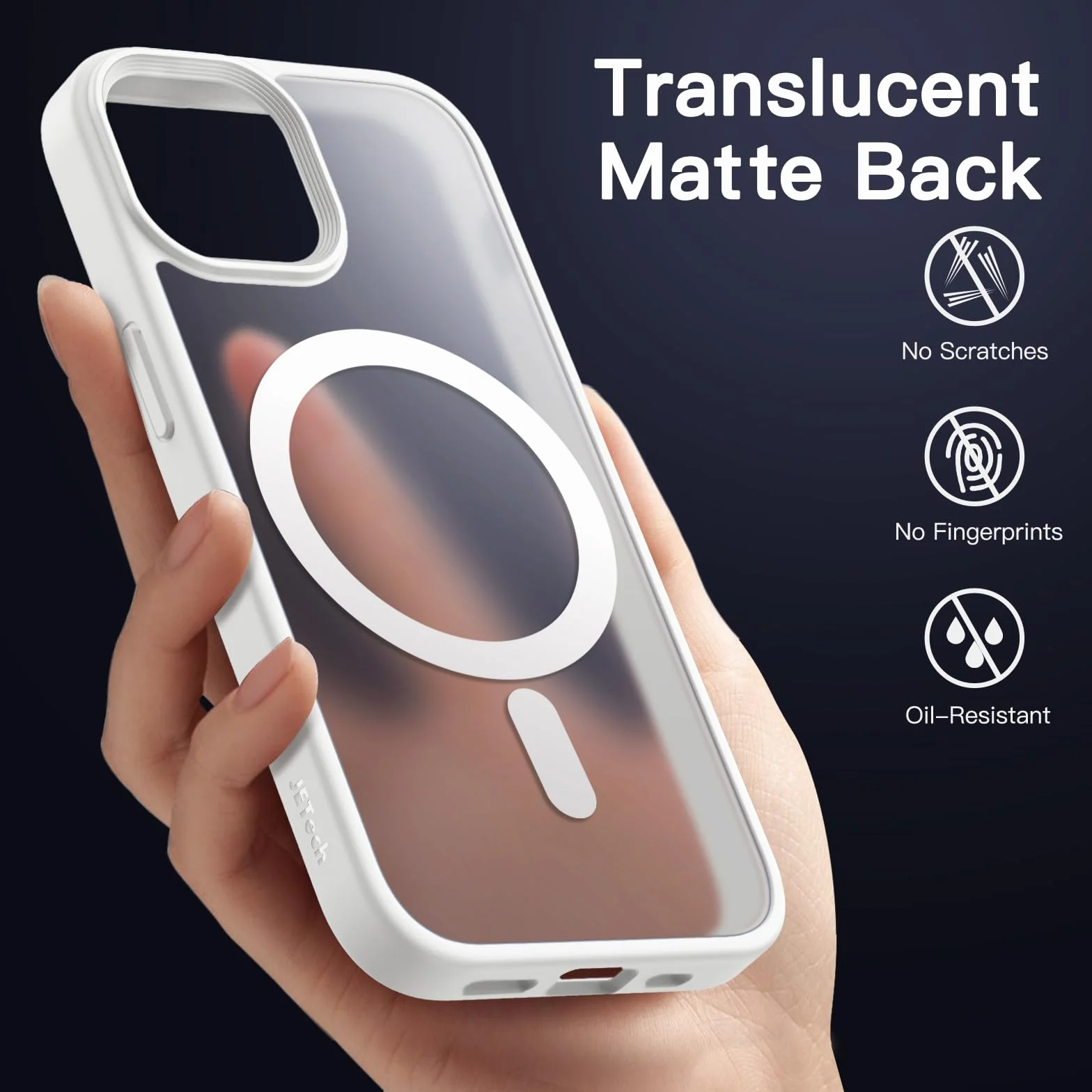 JETech Etui iPhone 14 6,1 Cala MagSafe Półprzezroczysta Matowe Szczupły Odporny na Wstrząsy Case