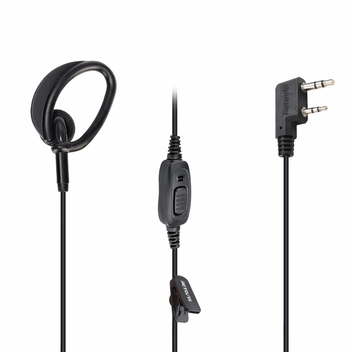 Retevis RT668 słuchawki radiowe z mikrofonem, kompatybilne z Retevis RT24 RT27 RT28 RT619 eSynic UV-5R BF-88E BaoFeng BF-888S Kenwood, 2-pinowe słuchawki douszne, zestaw słuchawkowy bezpieczeństwa (10 szt.)