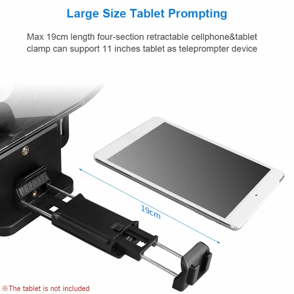 Bestview T3 ulepszony teleprompter do smartfonów/tabletów/lustrzanek cyfrowych z obiektywem zdalnego sterowania, pierścień adaptera, obsługuje ultraszerokokątny obiektyw do strumieniowania na żywo na scenie