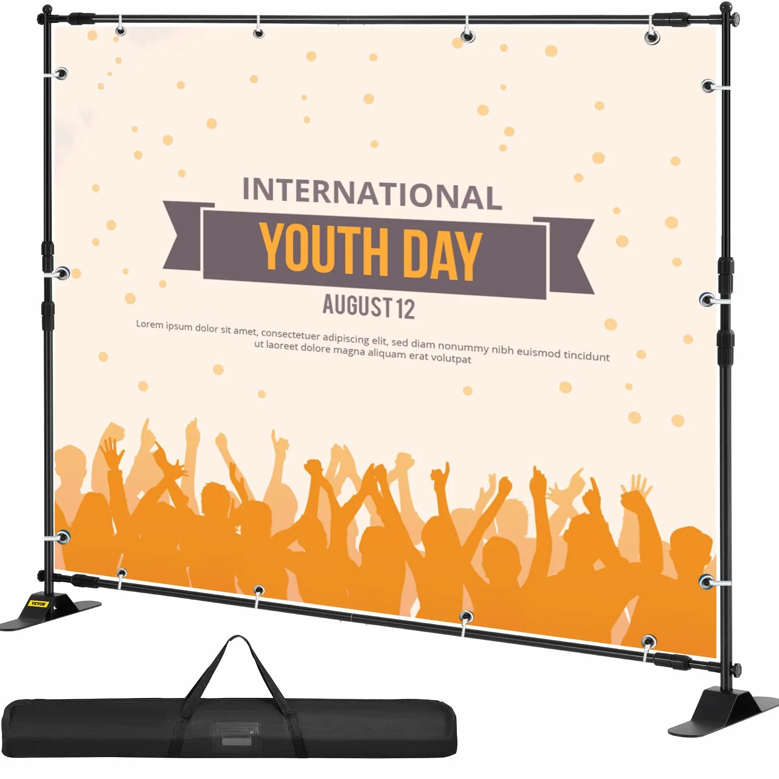 VEVOR Uchwyt teleskopowy na dno rurki, maksymalnie 240 x 240 cm, DM-ABS, system tła, czarny, aluminiowy uchwyt, nadaje się na imprezy świąteczne, wieczorne wyjścia