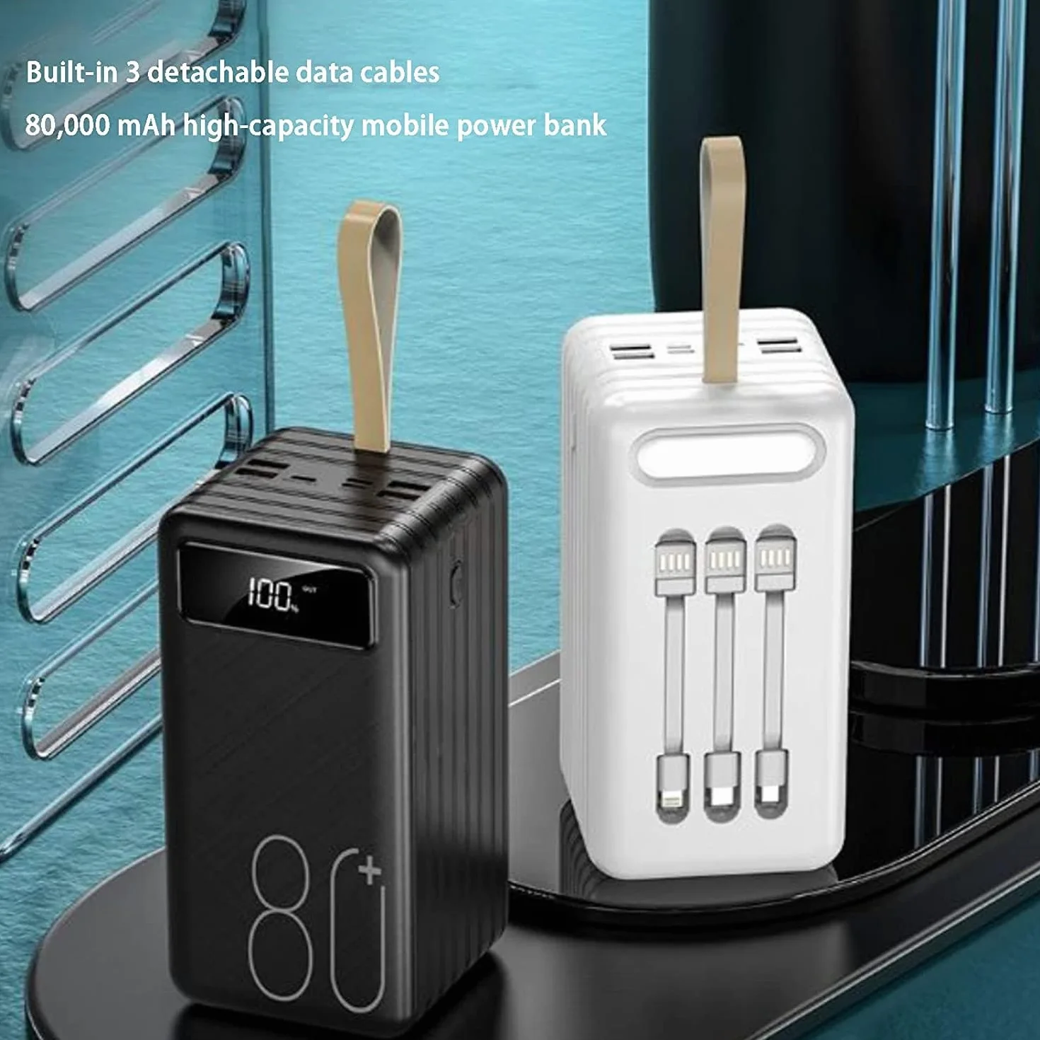 Bateria zewnętrzna 80000mAh Power Banks Ultrakompaktowa technologia ładowania o dużej prędkości przenośna ładowarka do smartfonów, tabletów, konsol do gier (biały)