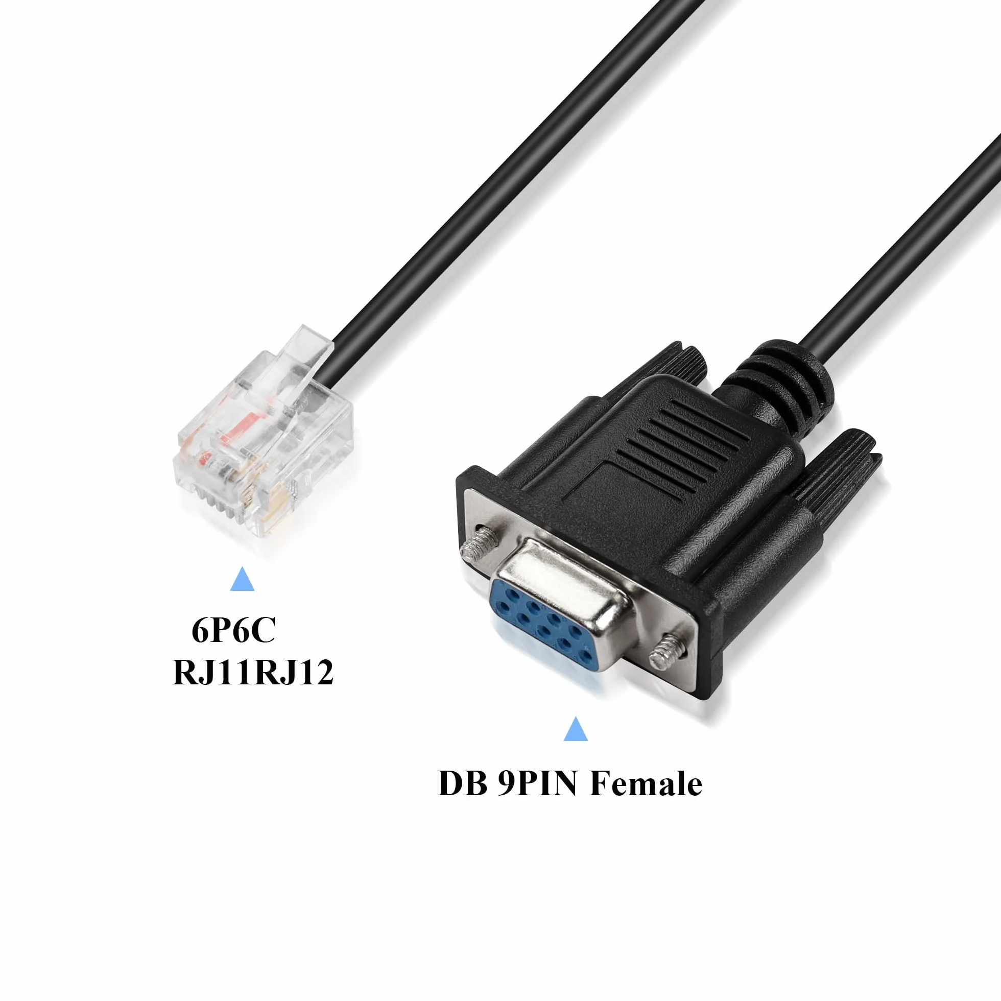 GINTOOYUN DB9 do RJ11 DB9-pinowy żeński kabel męski na RJ11/RJ12 6P6C kryształ telefon wtyczka RS232 Adapter do debugowania kabla do APC, UPS, telefonu, sterowania przemysłowego komputera itp. (5,9FT