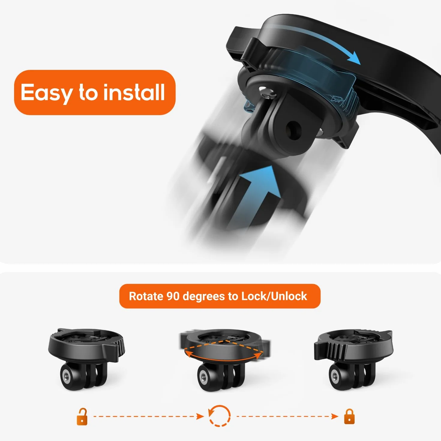 TUSITA Ćwierć Obrotu do Kołnierza cierny Adapter do Uchwyt Kompatybilny z Garmin Edge Rowerowy GPS, Varia UT800 Inteligentny Reflektor - Uchwyt Montażowy Zaprojektowany dla GoPro