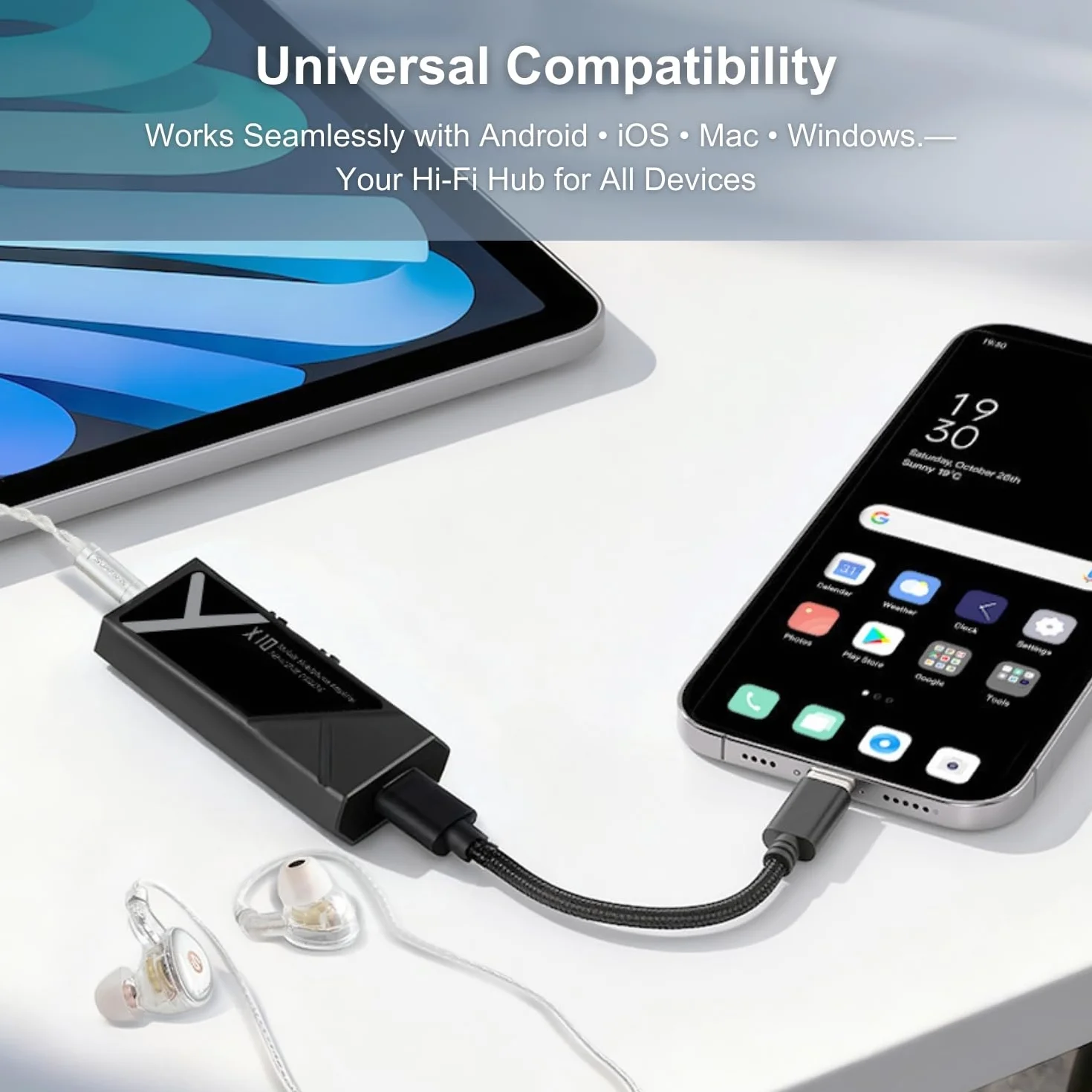 Surfans X10 przenośny wzmacniacz słuchawkowy, adapter audio USB-C Hi-Res z ES9028Q2M + ES9603Q, 522 mW Balanced Output, PCM 384 kHz/32bit DSD256, 3,5 mm i 4,4 mm, do systemów Android/iOS/PC/Mac