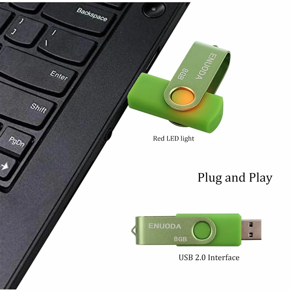 ENUODA Pamięć USB 8 GB 5 Sztuki USB 2.0 Pendrive Metalowa Obrotowe Dyski Kciuki Napęd (5 Mieszany Kolor: Zielony Fioletowy Czerwony Czarny Niebieski)
