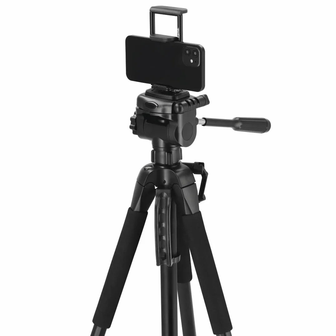 Hama Action 170 Statyw do aparatu 3D o wysokości 62-170 cm, statyw fotograficzny z uchwytem na telefon komórkowy i uchwytem na tablet, statyw z głowicą 3-kierunkową, statyw do lustrzanki z torbą