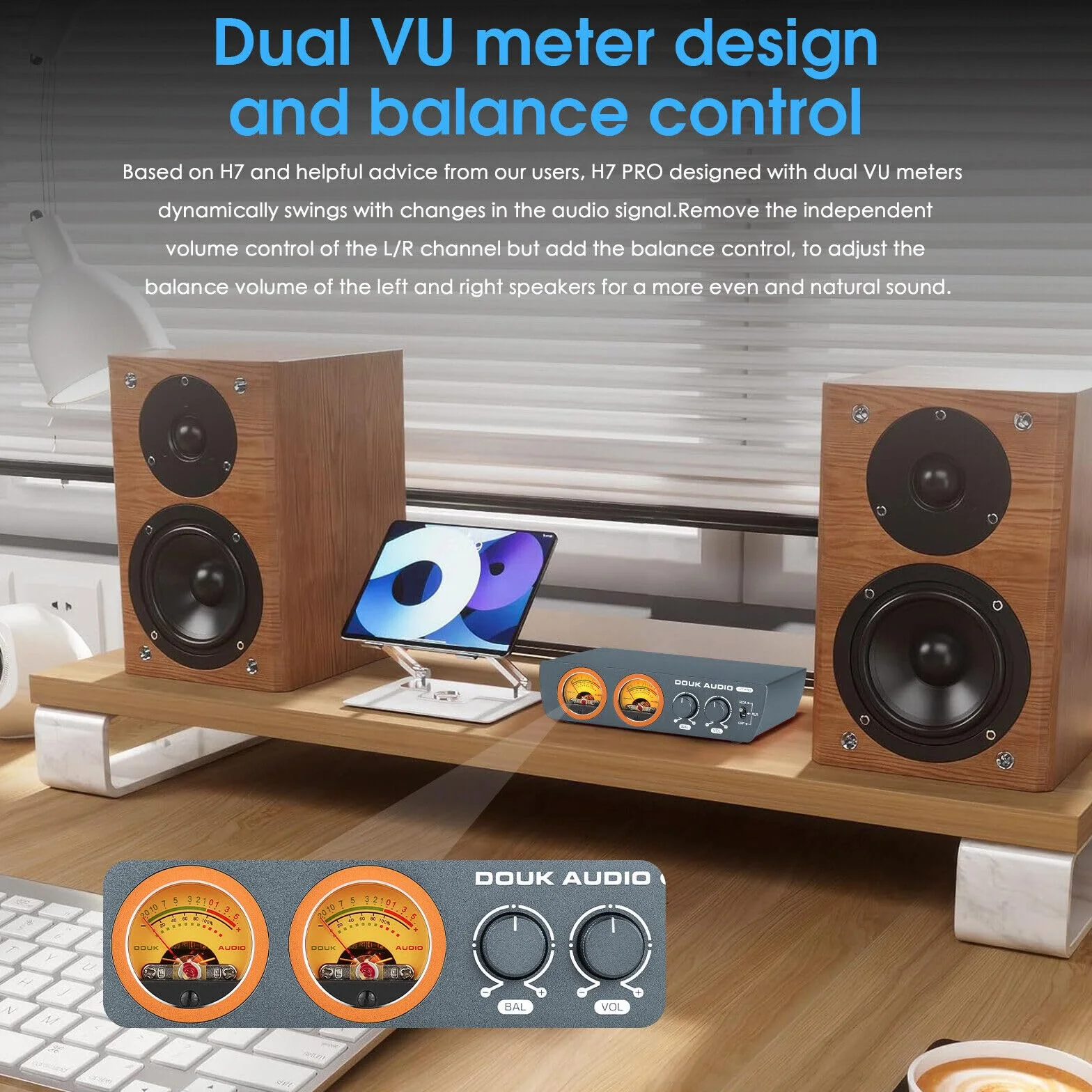 Douk Audio H7PRO TPA3255 cyfrowy wzmacniacz Hi-Fi z miernikiem VU 300W domowy wzmacniacz stereo