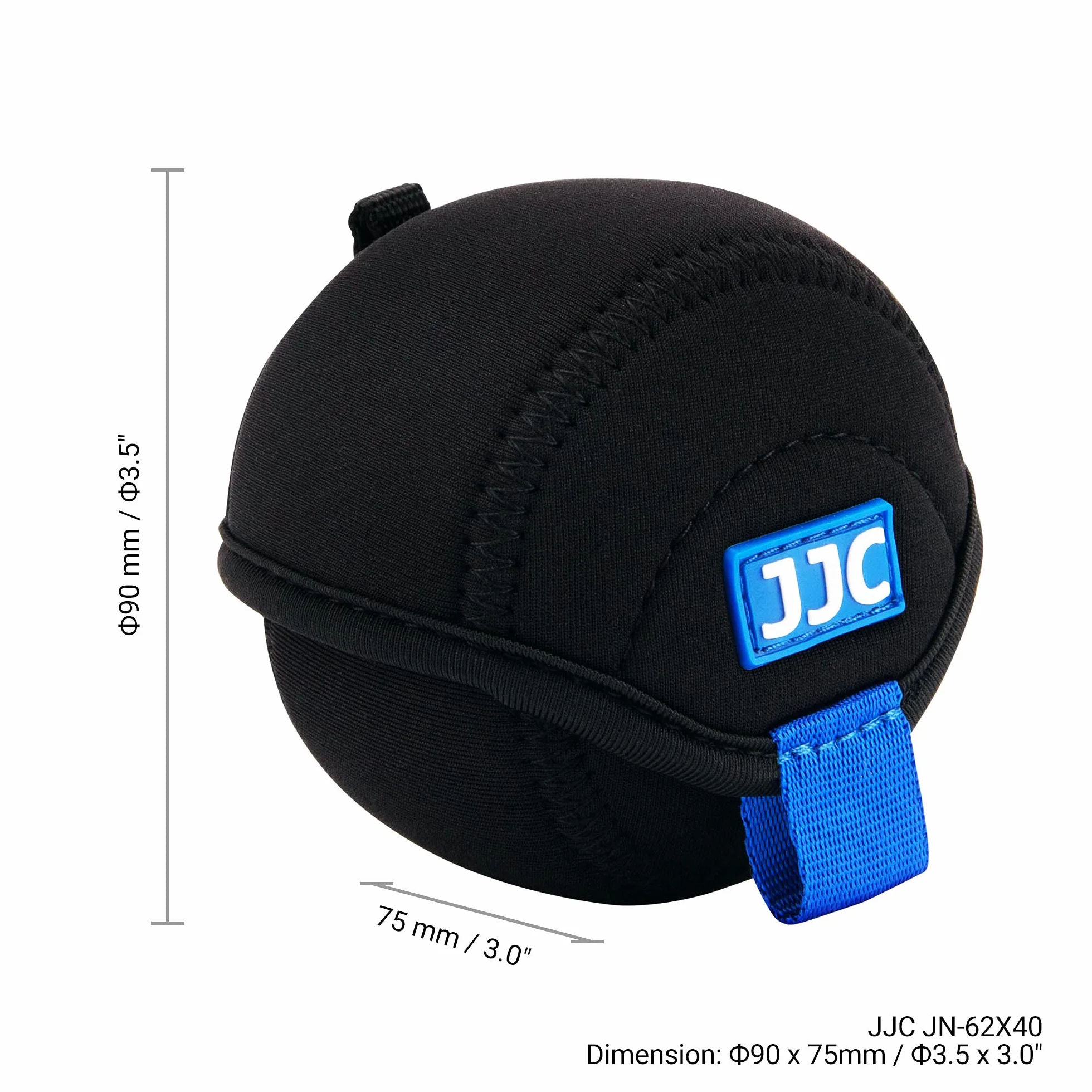 JJC Wodoodporne kieszenie na obiektyw aparatu, miękka torba ochronna na obiektyw aparatu neoprenowego, Czarny, Small Fits Lens ≤ 2.4 x 1.6"(Dia.x L), Kompaktowy