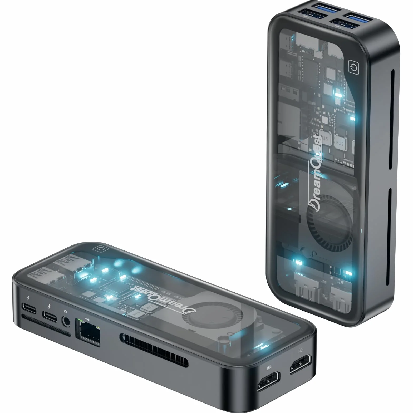 DreamQuest Mini PC Stick Windows 11 Pro, Intel N95 (do 3,4 GHz) 12 GB LPDDR5 1TB M.2 SSD Micro Computer Desktop PC, Dual HDMI + typ C (10 Gbps)/ WiFi 6/Bluetooth 5.3 USB 3.2 do domu / biura